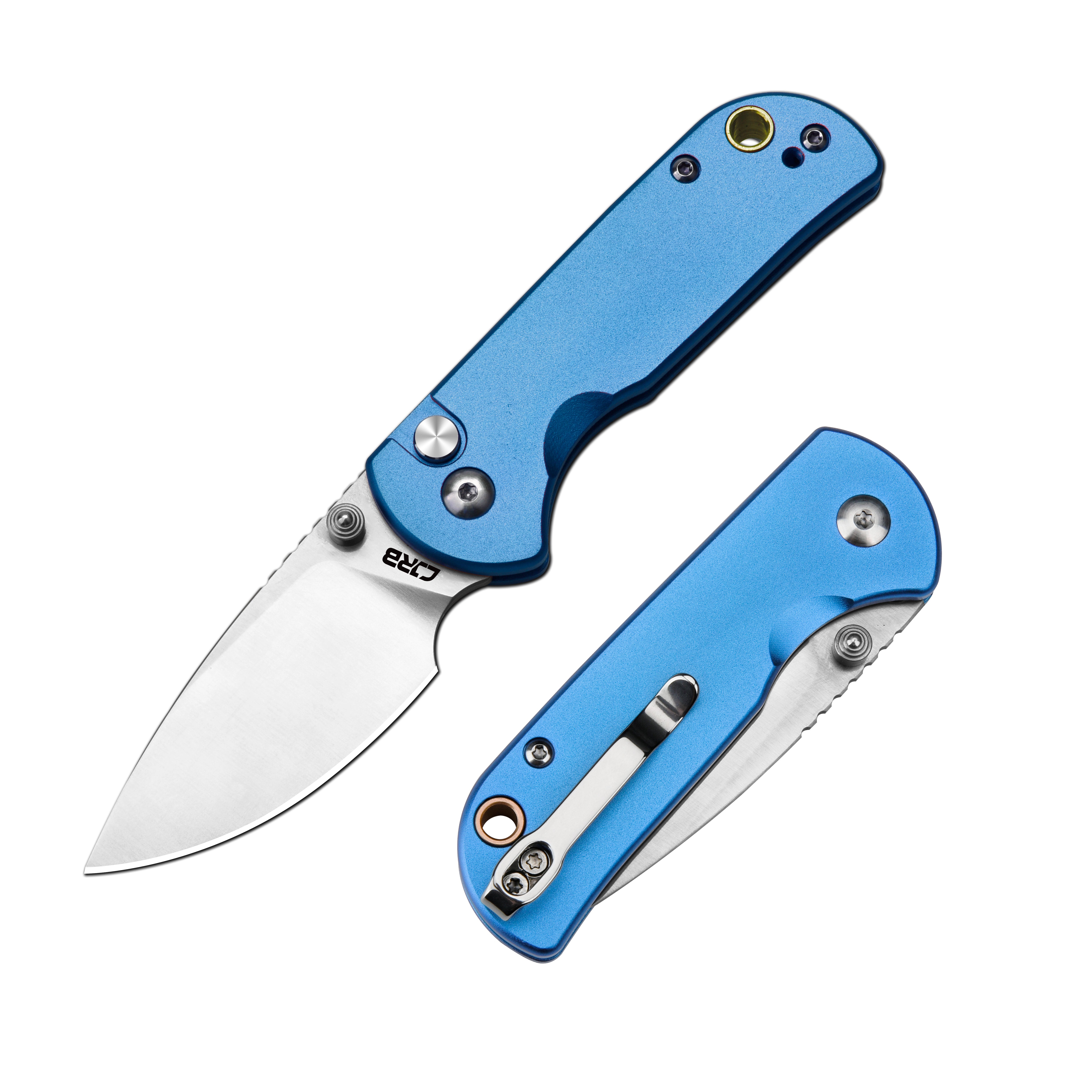 CJRB Mica J1934 AR-RPM9 Steel Blade Aluminium Handle Folding Knives - Sand Polish / Blue (J1934-BU)
