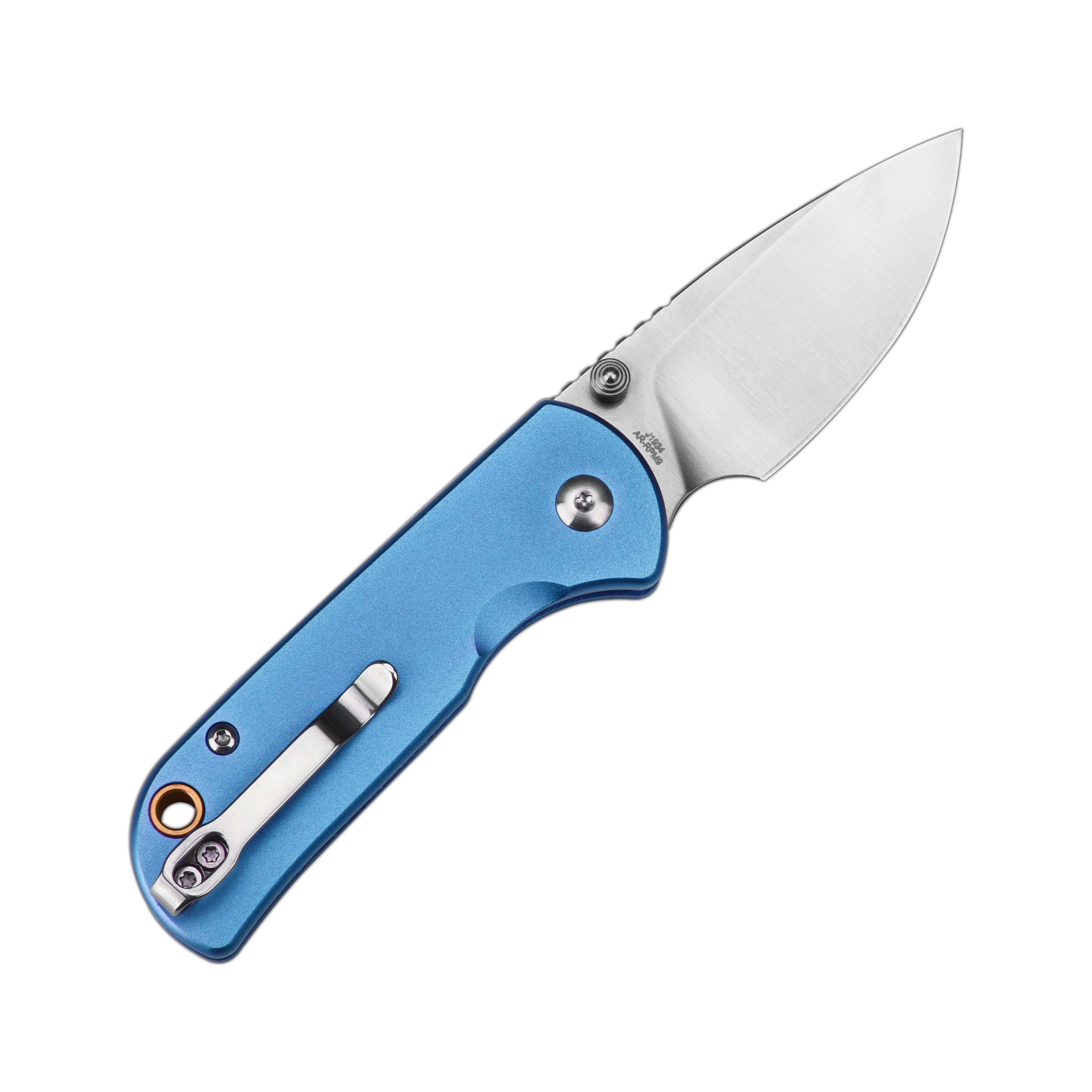 CJRB Mica J1934 AR-RPM9 Steel Blade Aluminium Handle Folding Knives - Sand Polish / Blue (J1934-BU)