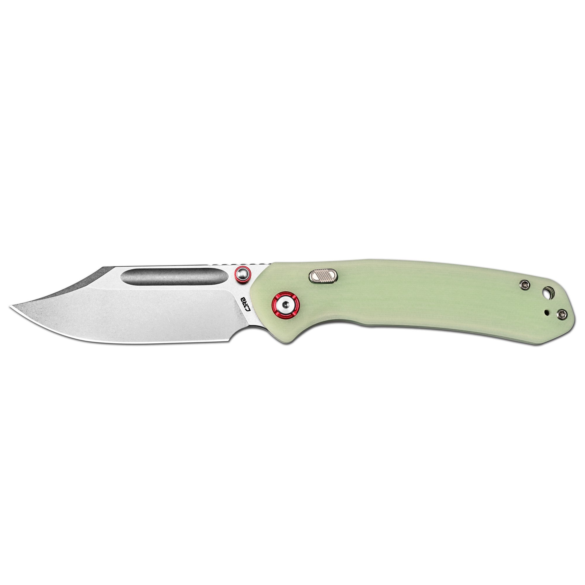 CJRB Bowie Pyrite Thumb Stud & Top Liner Lock Folding Knife G10(Glow I