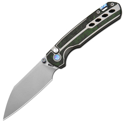 CJRB Interstellar Pyrite-Light J1945G S90V Blade Titanium and Fat Carbon Inlay Handle Folding Knives(Limited edition) - Gray (J1945G-JWCF)