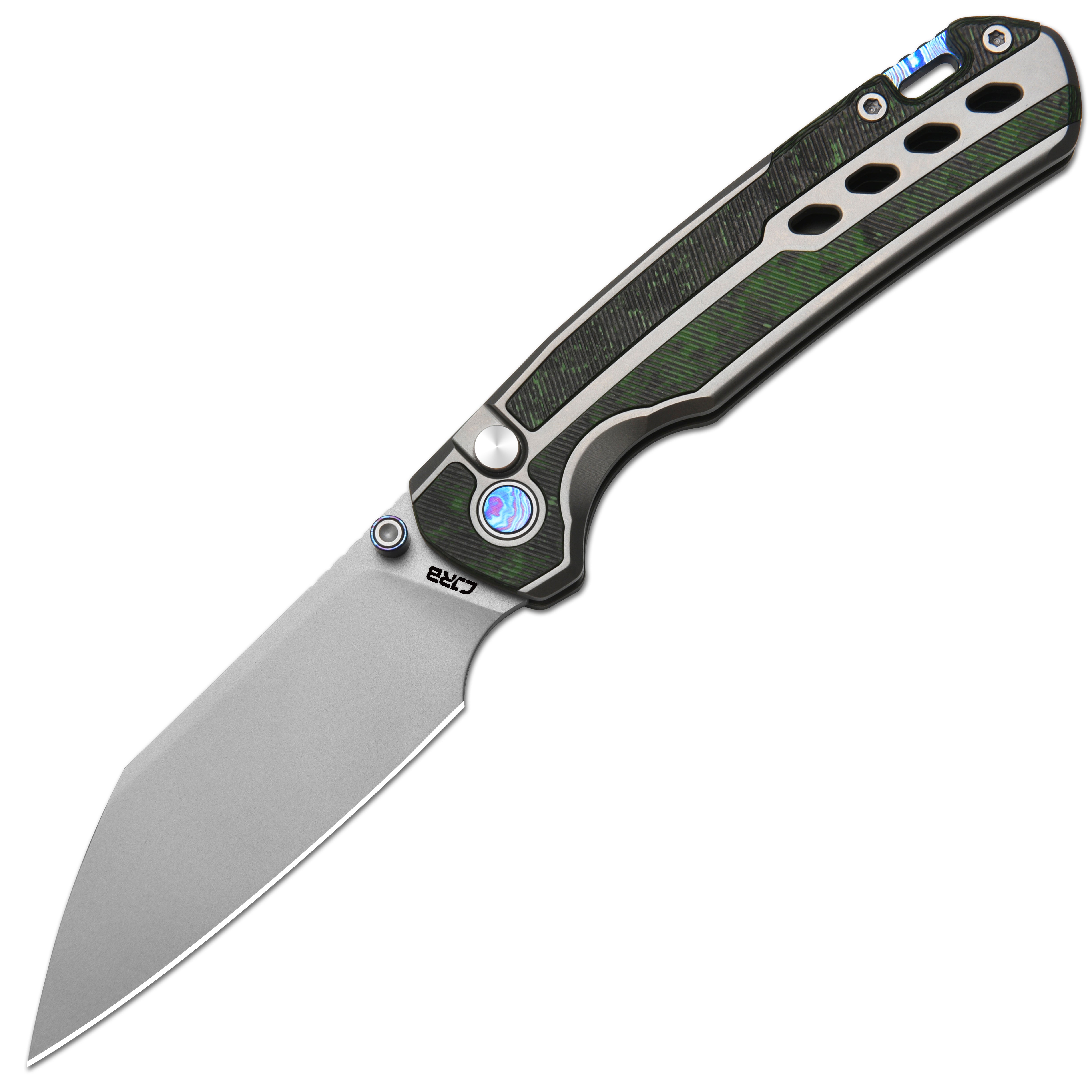 CJRB Interstellar Pyrite-Light J1945G S90V Blade Titanium and Fat Carbon Inlay Handle Folding Knives(Limited edition) - Gray (J1945G-JWCF)