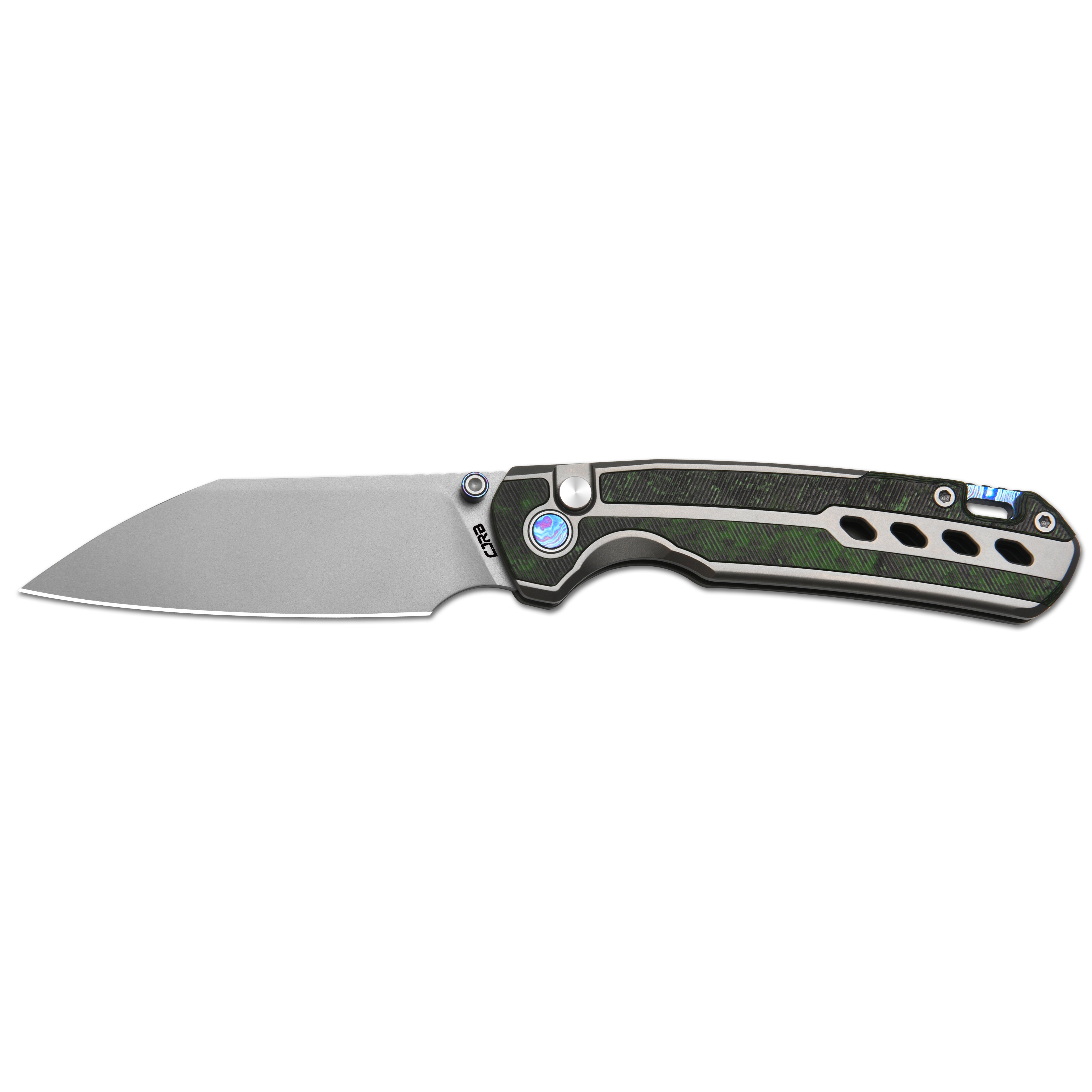 CJRB Interstellar Pyrite-Light J1945G S90V Blade Titanium and Fat Carbon Inlay Handle Folding Knives(Limited edition) - Gray (J1945G-JWCF)