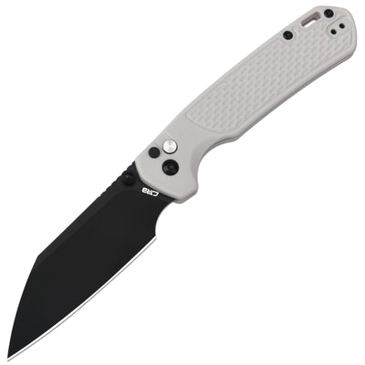 CJRB Large Pyrite-Light J1945L AR-RPM9 Steel Blade FRN Handle Folding Knives - Light Gray FRN Handle/Black PVD Coating Blade (J1945L-BGY)
