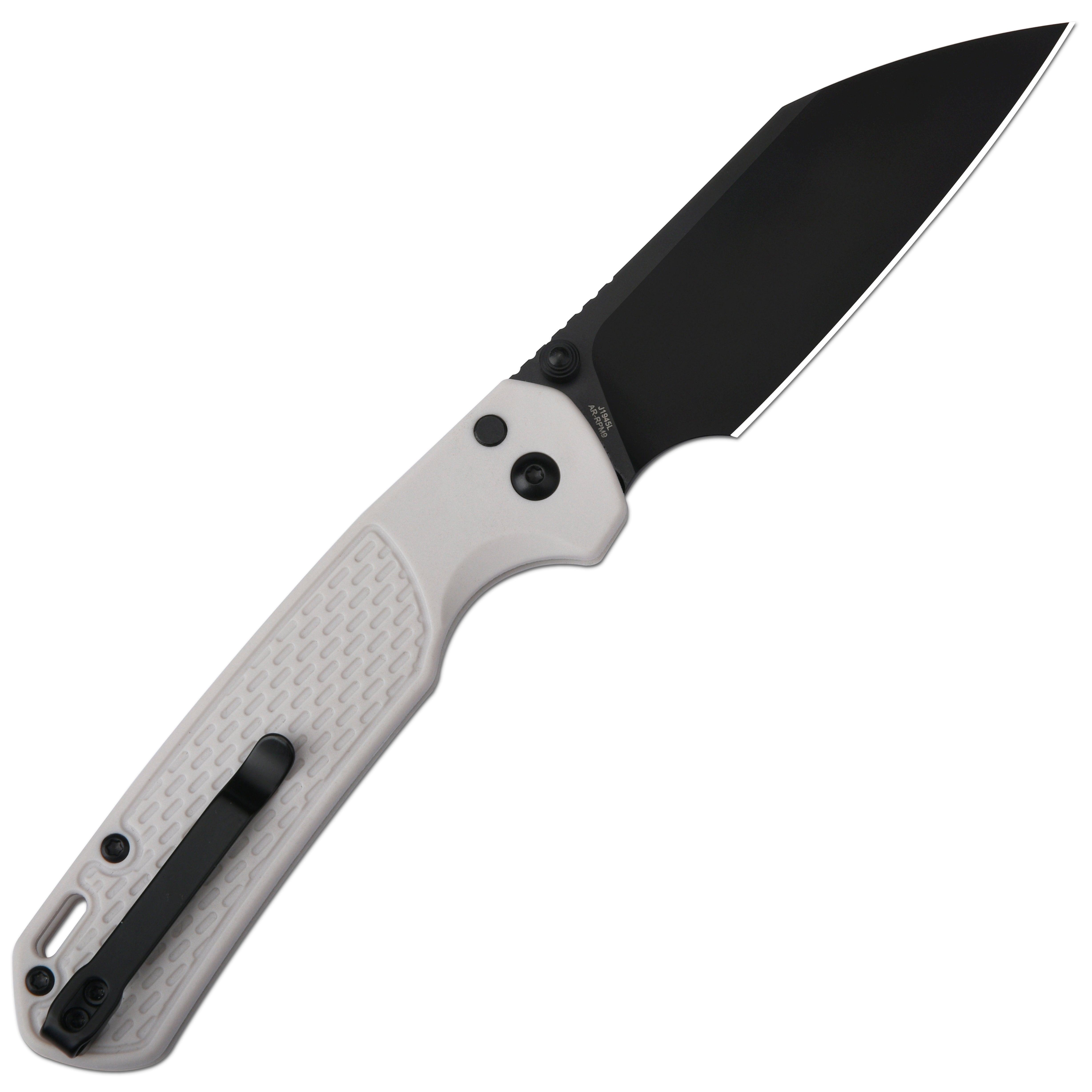 CJRB Large Pyrite-Light J1945L AR-RPM9 Steel Blade FRN Handle Folding Knives - Light Gray FRN Handle/Black PVD Coating Blade (J1945L-BGY)