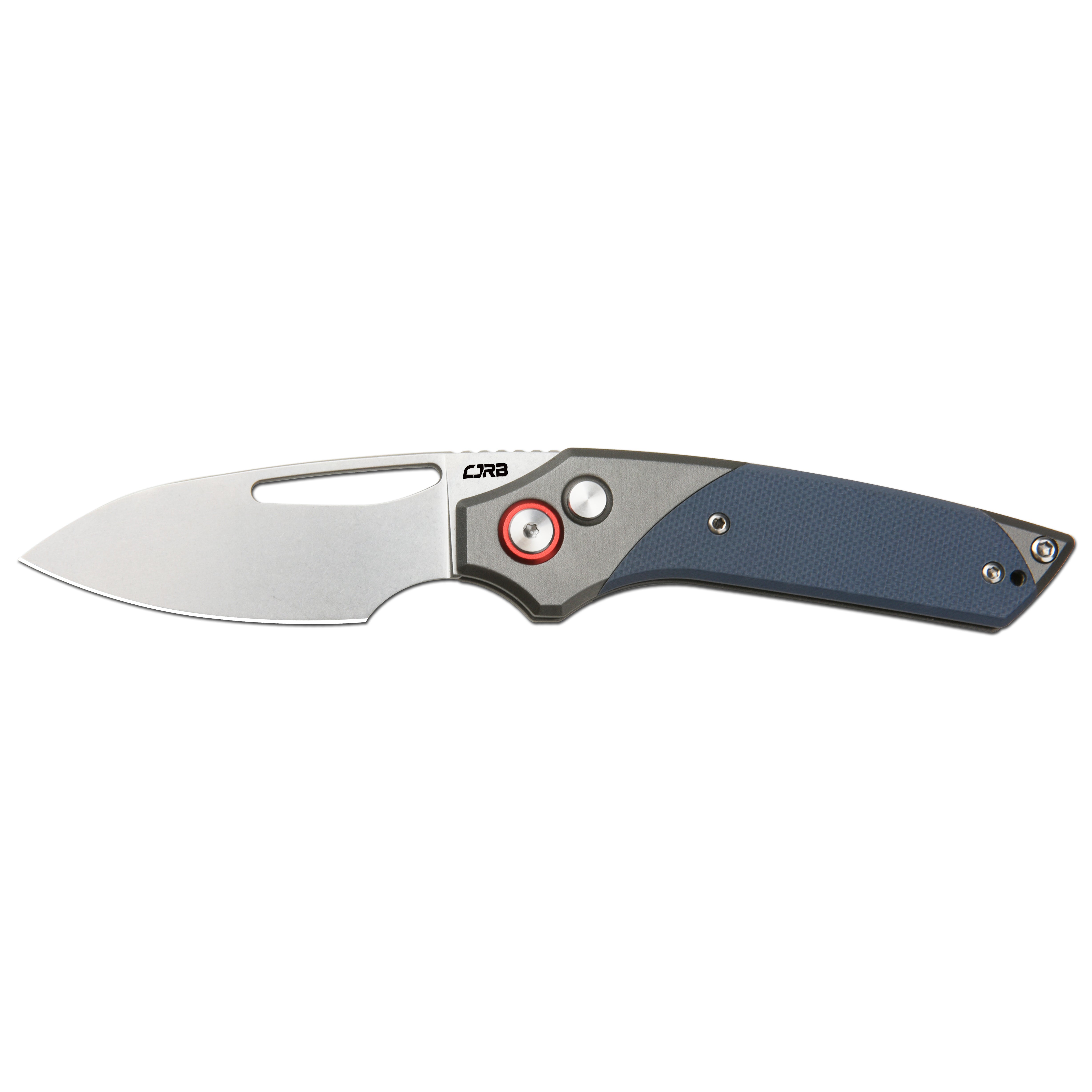 CJRB Version J1949 AR-RPM9 Blade Aluminum and G10 Handle Folding Knives - Stone Wash / Gray Aluminum& Blue G10 (J1949-GY)