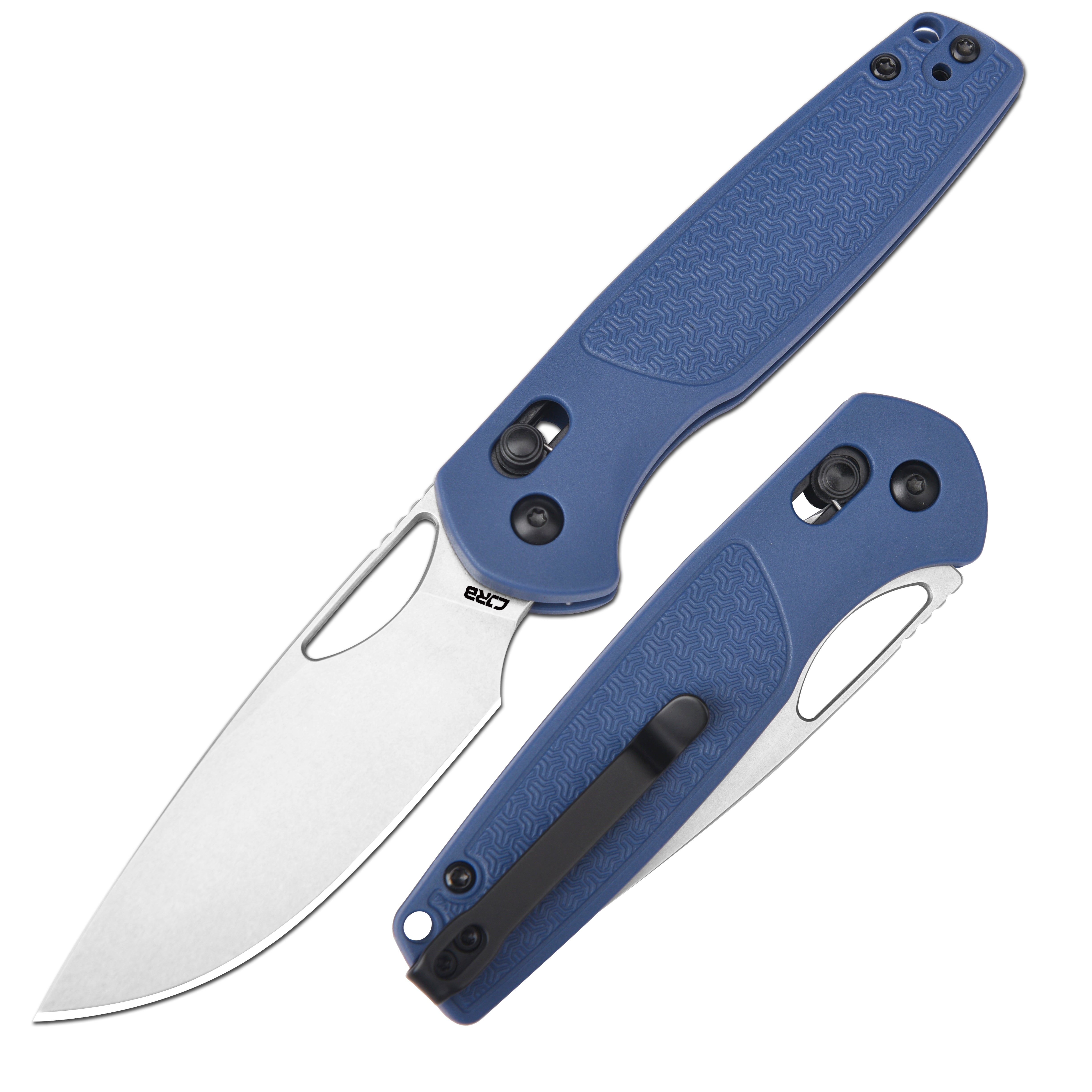 CJRB Acacia J1952 AR-RPM9 Blade Steel FRN Handle Folding Knives - Stone Wash Blade/Blue FRN Handle (J1952-BU)