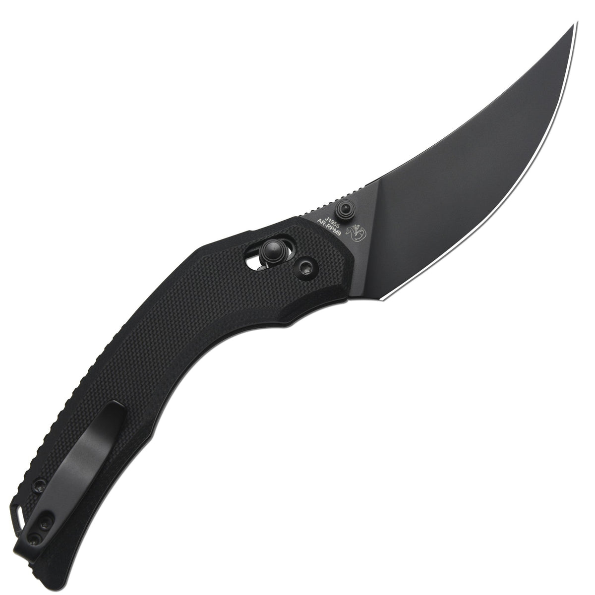 CJRB Nanner Front Flipper & Crossbar Lock Folding Knife Black G10 Handle (3.23'' AR-RPM9 Steel Black PVD Coating Blade) J1955-BBK