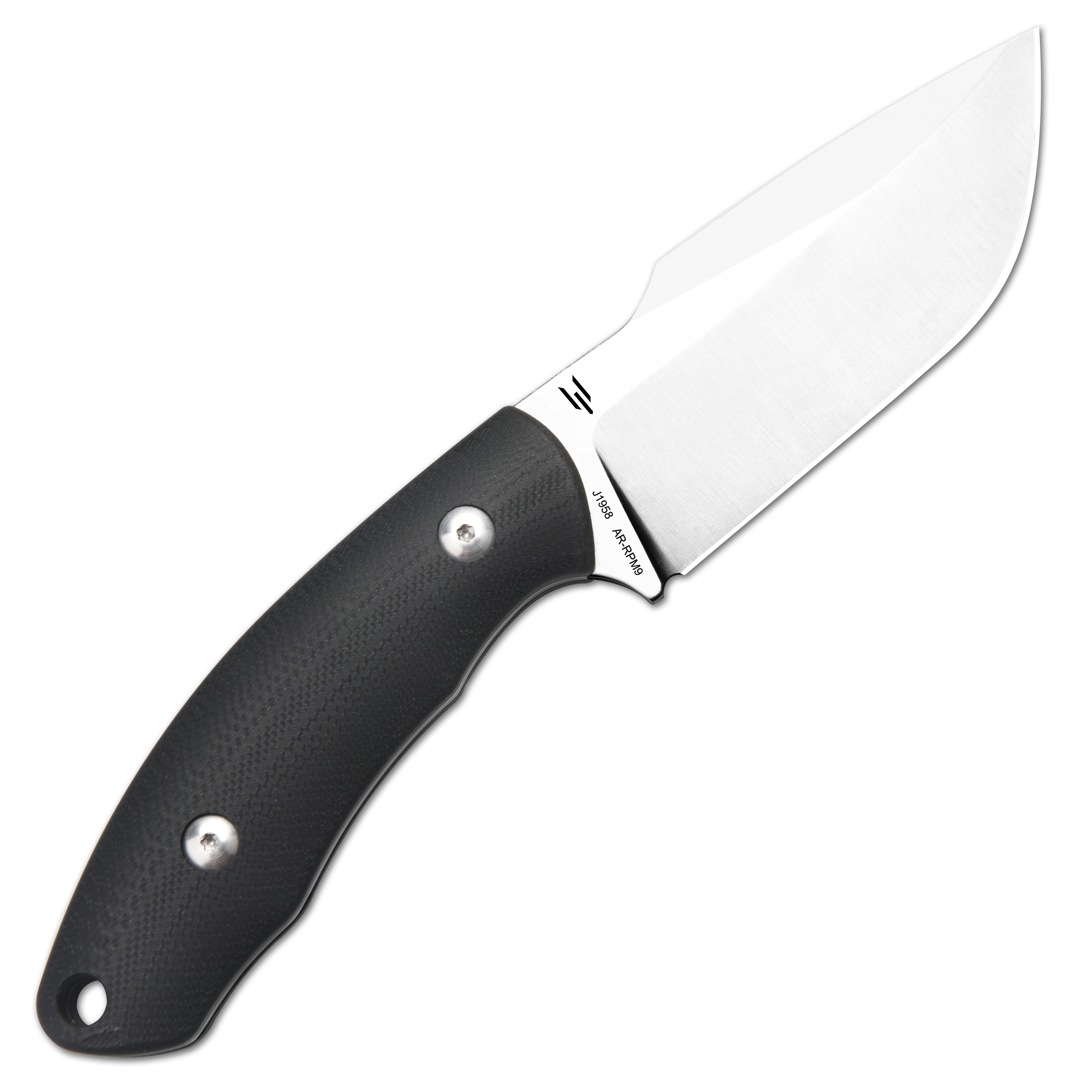 CJRB Mutt J1958 AR-RPM9 Steel Blade Fixed Blade Knives - Black G10 (J1958-BK)