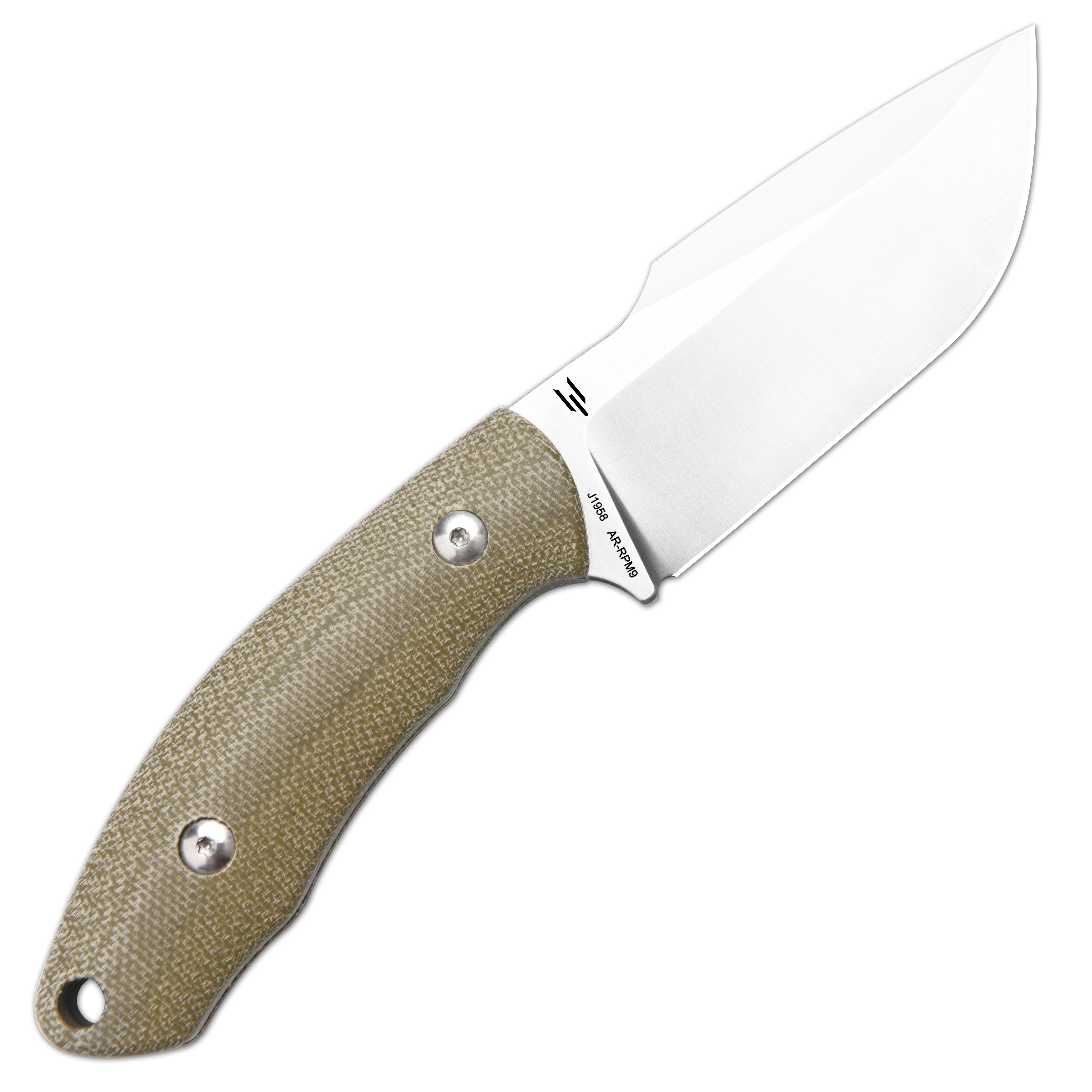 CJRB Mutt J1958 AR-RPM9 Steel Blade Fixed Blade Knives - Mircarta (J1958-ODG)