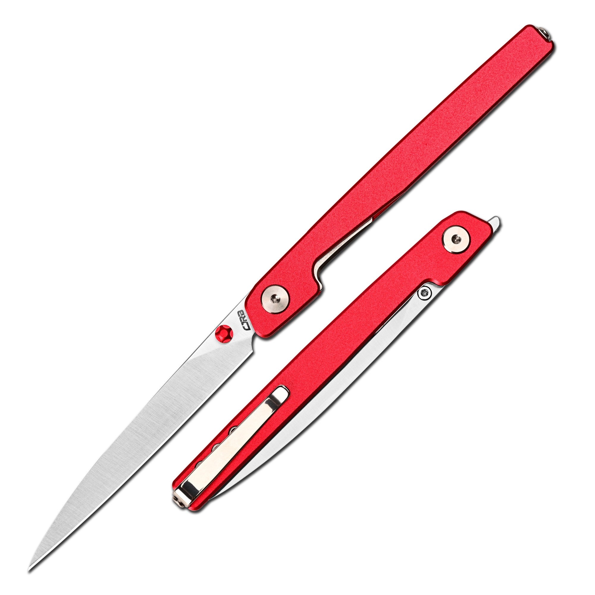CJRB Lanky Thumb Stud & Liner Lock Knife Red Aluminum Handle (3.58'' Sandvik 14C28N Sand Polish Blade) J1965-RE (Exclusive)