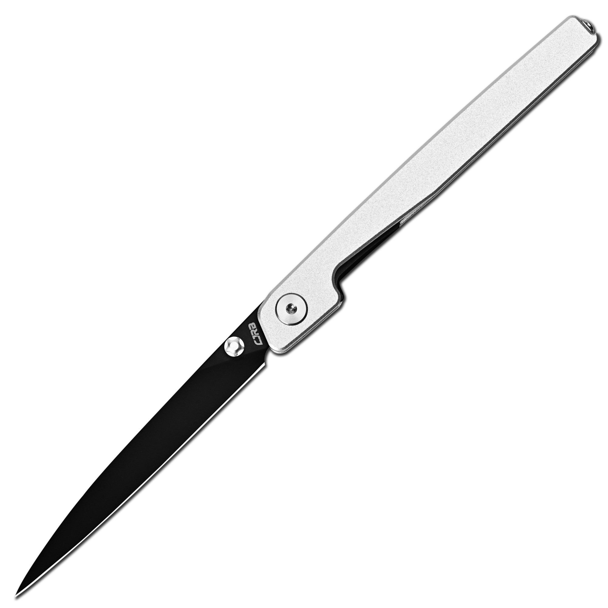CJRB Lanky Thumb Stud & Liner Lock Knife Sliver Aluminum Handle (3.58'' Sandvik 14C28N Black PVD Coating Blade) J1965-SLV