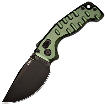 CJRB Doubletap Thumb Stud & Recoil Lock V2 Tatical Knife Green 7075-T6 Aluminum Handle(3.86'' D2 Black PVD Coating Blade) J1970-BAL (Exclusive)
