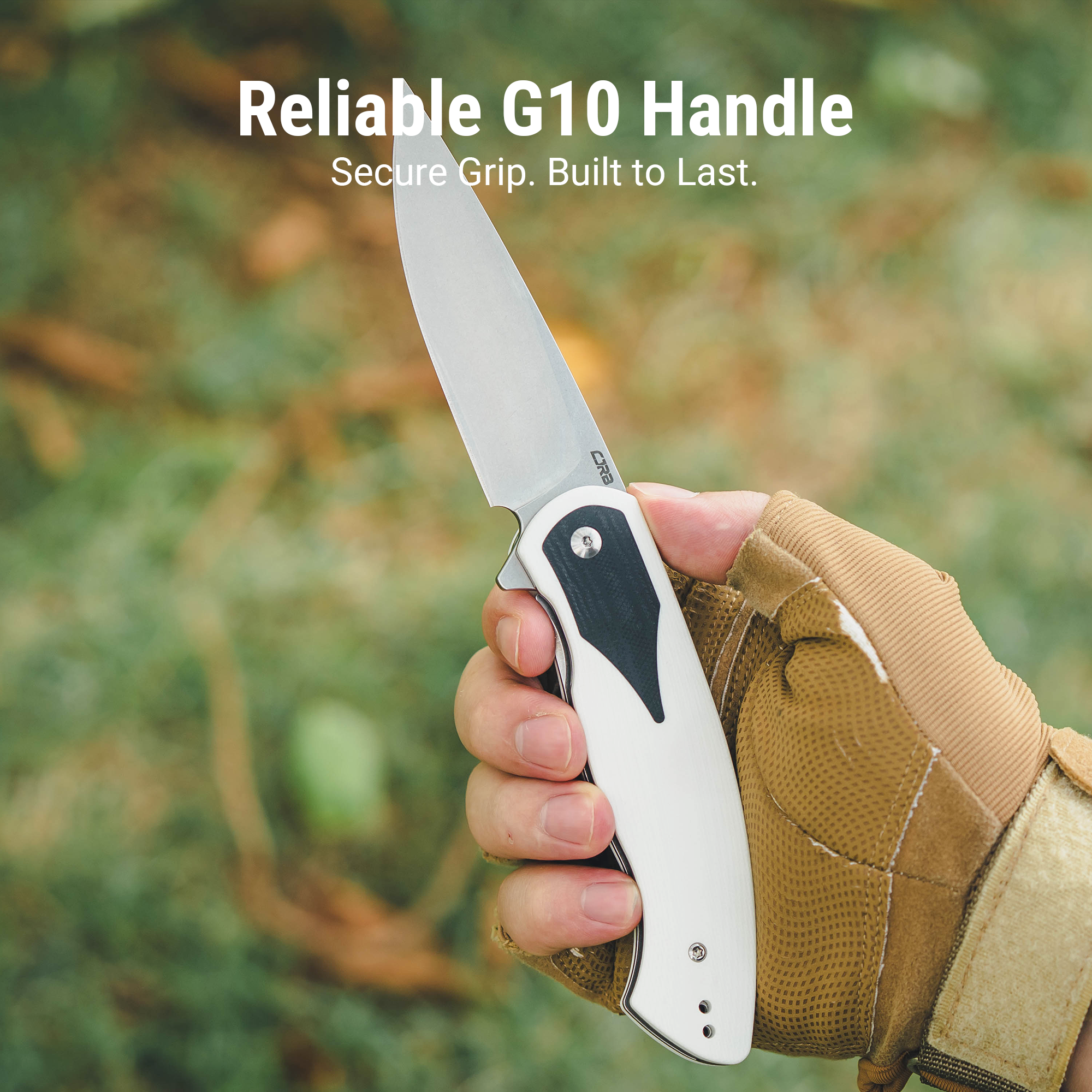 CJRB Rodayo Flipper & Liner Lock Folding Knife White G10 Handle (3.78'' Stone Wash AR-RPM9 Steel Blade) J1972-WBK