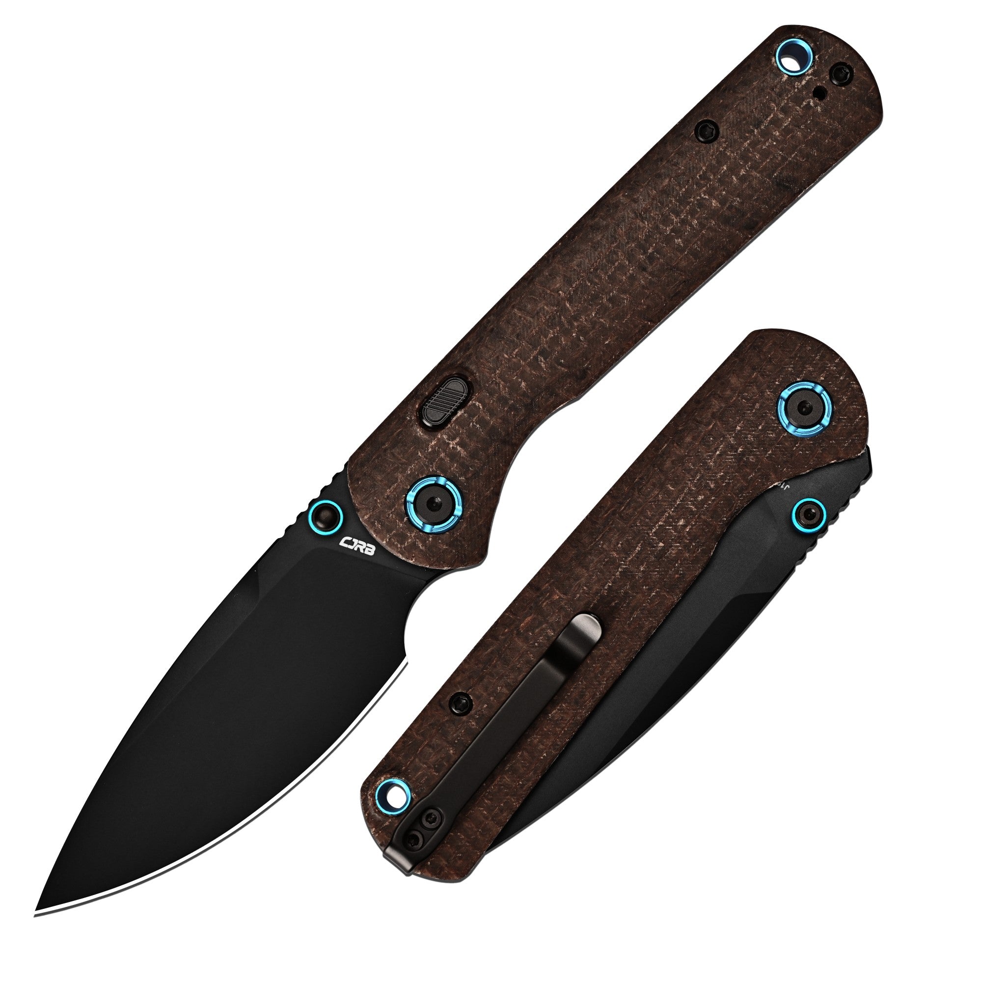 CJRB Latitude Thumb Stud & Top Liner Lock EDC Knife Micarta(Glow In the Dark) Handle(3.47'' AR-RPM9 Steel Black PVD Blade) J1975-GDBN (Exclusive)