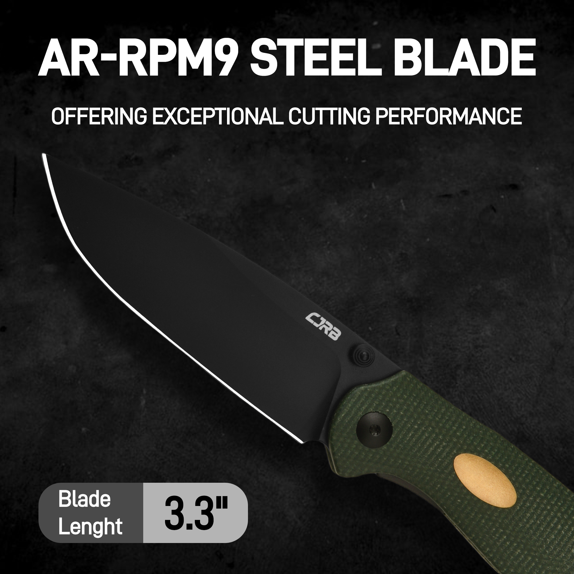 CJRB Aes J1938 AR-RPM9 Steel Blade Micarta Handle Folding Knives