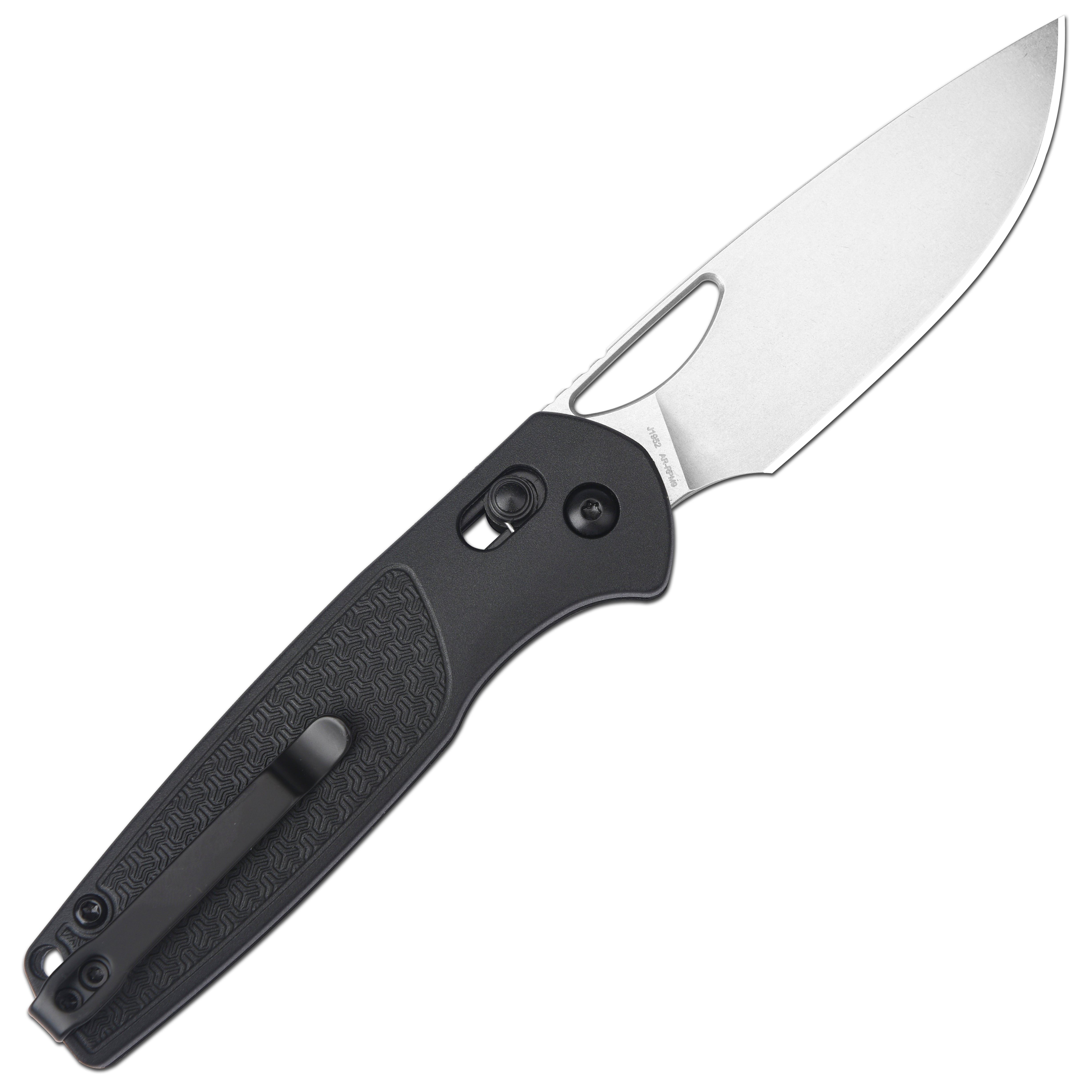 CJRB Acacia J1952 AR-RPM9 Blade Steel FRN Handle Folding Knives - Stone Wash Blade/Black FRN Handle (J1952-BK)