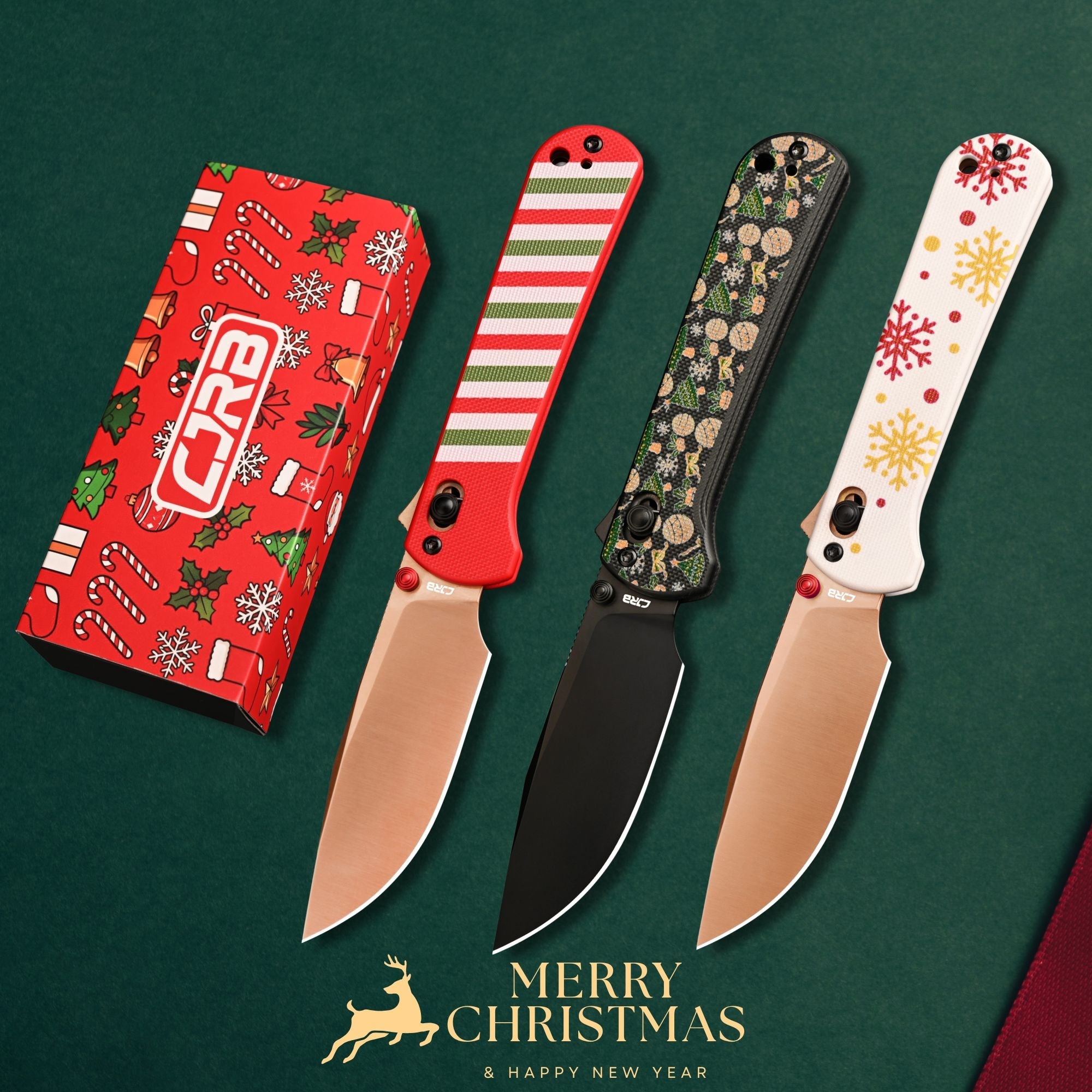 CJRB Bolt J1960 AR-RPM9 Steel Blade G10 Handle Folding Knives (Holiday Exclusive) - All Wraped Up (J1960M-RE)