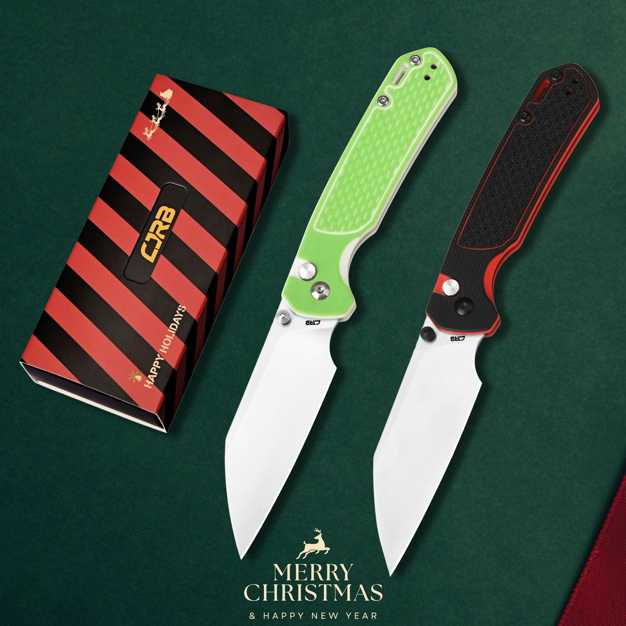 CJRB Pyrite-Light J1945 AR-RPM9 Steel G10 Handle Folding Knives (Holiday Exclusive)