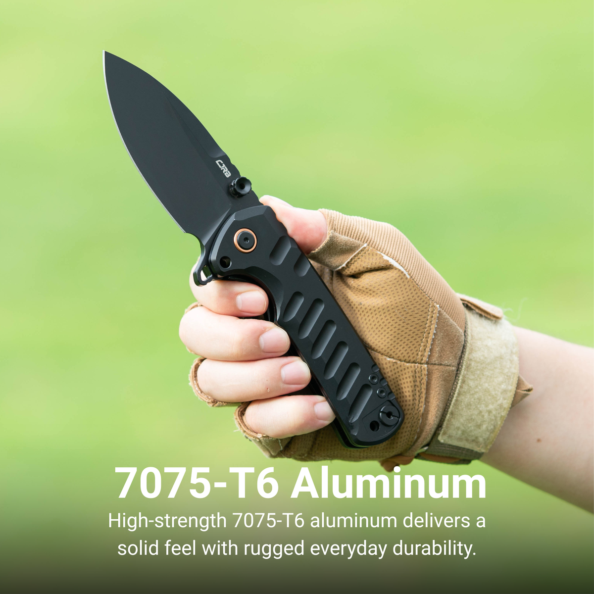 CJRB Tundra Flipper & Thumb Stud & Liner Lock Folding Knife Black 7075-T6 Aluminum Handle (3.78'' D2 Steel Black PVD Coating Blade) J1966-BAL (Exclusive)