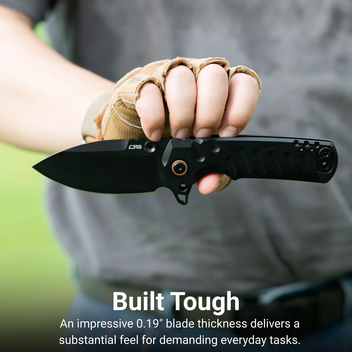 CJRB Tundra Flipper & Thumb Stud & Liner Lock Folding Knife Black 7075-T6 Aluminum Handle (3.78'' D2 Steel Black PVD Coating Blade) J1966-BAL (Exclusive)