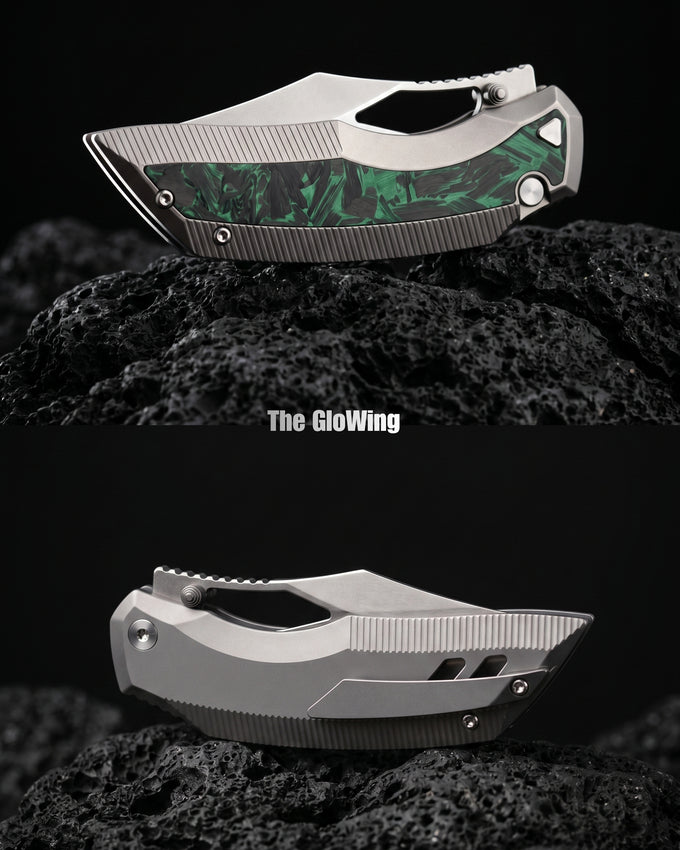 Artisan Cutlery The GloWing | Gray Ti with GITD Carbon Fiber - Product view 5
