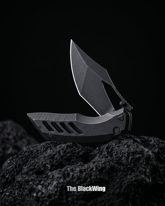 Artisan Cutlery The BlackWing | Tactical Tumbled Black Titanium - Product view 5