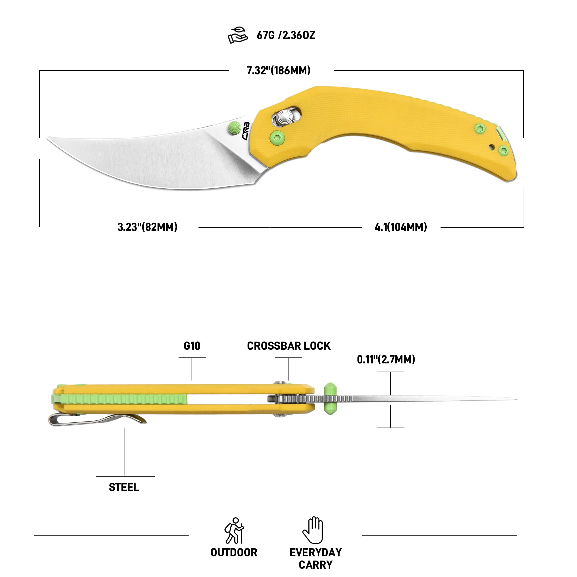 CJRB Nanner J1955 AR-RPM9 Steel Blade G10 Handle Folding Knives