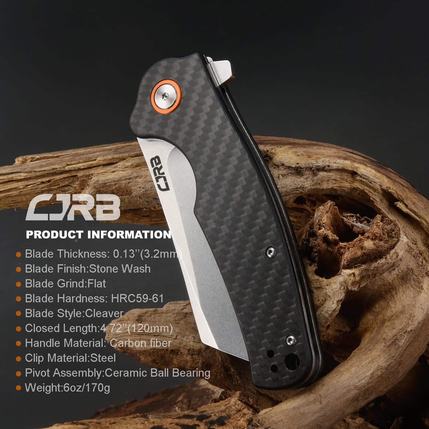 CJRB Crag J1904 D2/AR-RPM9 Blade Carbon Fiber Handle Folding Knives