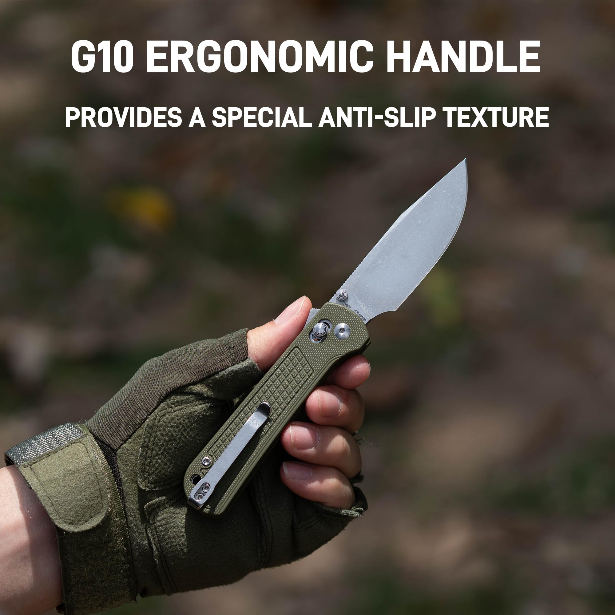 CJRB Bolt J1960 AR-RPM9 Steel Blade G10 Handle Folding Knives, Green