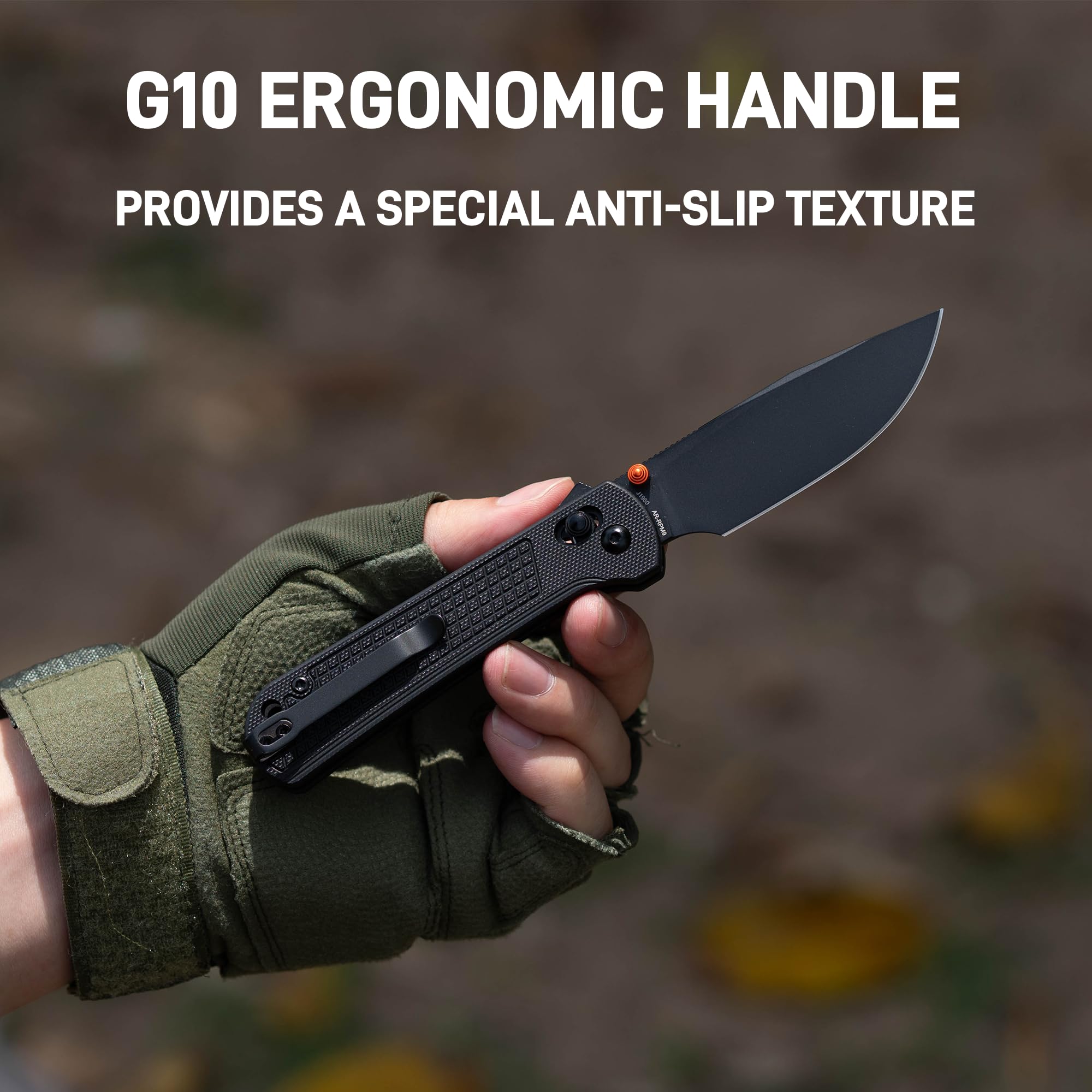 CJRB Bolt J1960 AR-RPM9 Steel Blade G10 Handle Folding Knives, Black