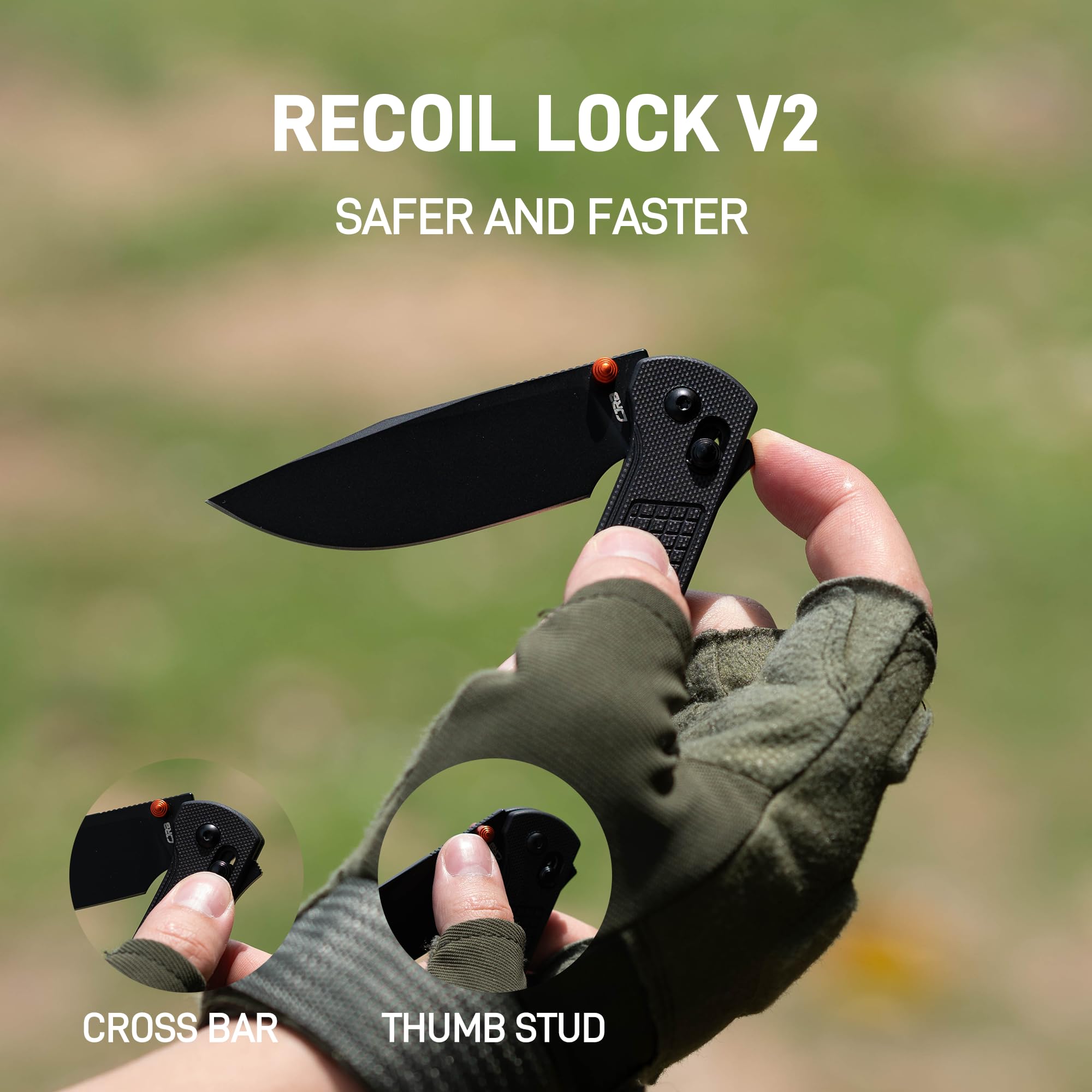 CJRB Bolt J1960 AR-RPM9 Steel Blade G10 Handle Folding Knives, Black