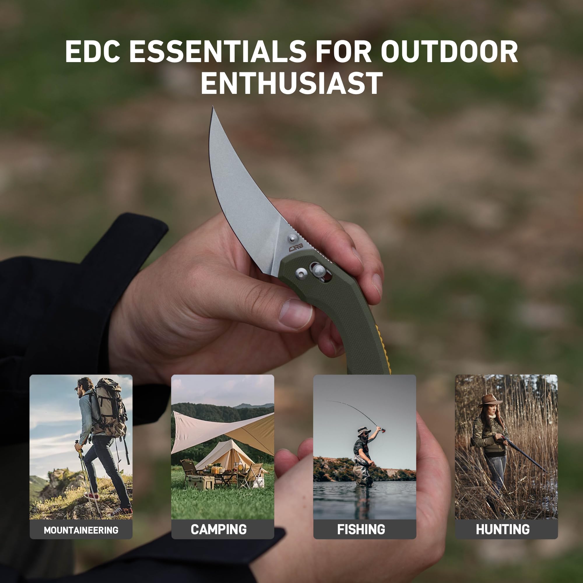 CJRB Nanner J1955 AR-RPM9 Steel Blade G10 Handle Folding Knives, Green