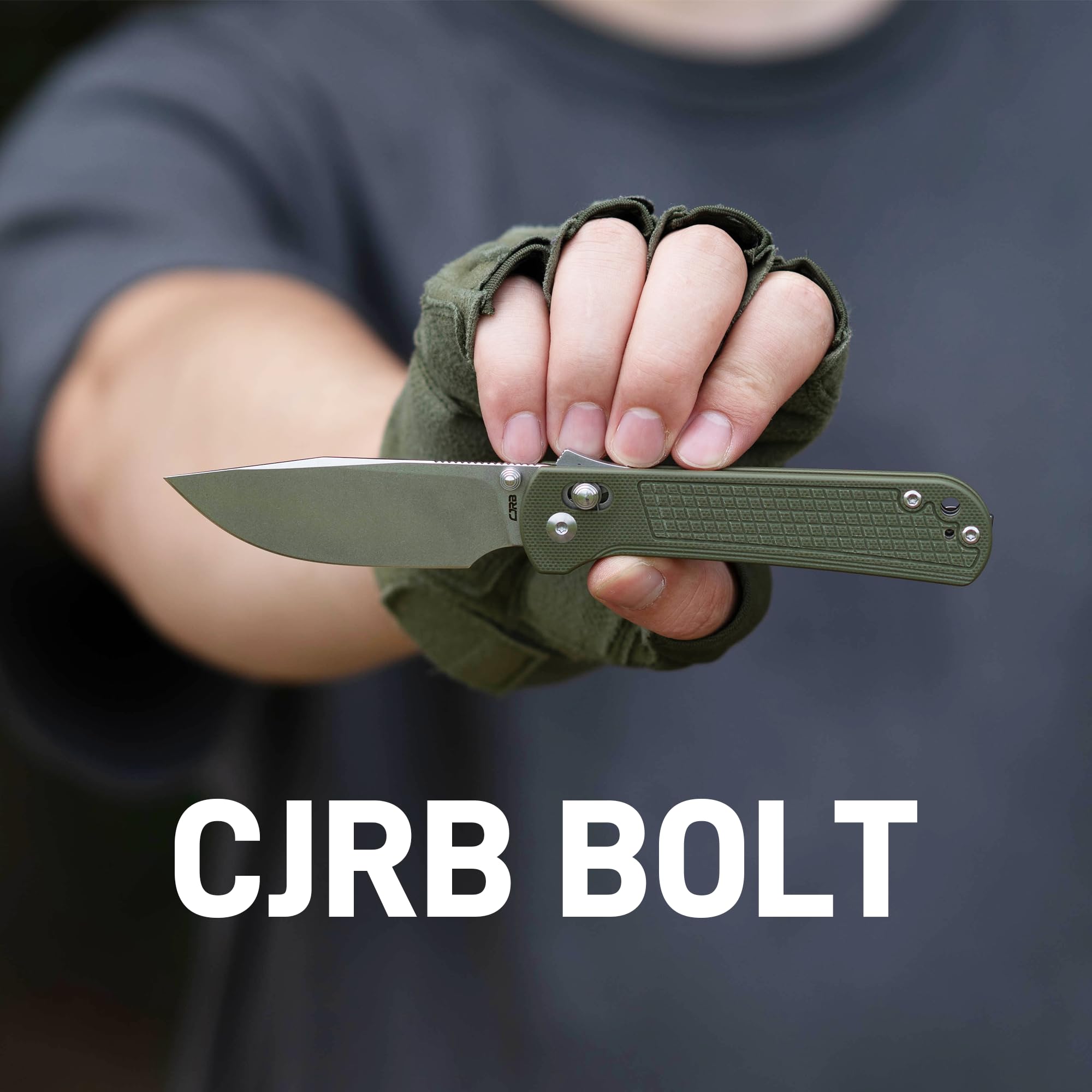 CJRB Bolt J1960 AR-RPM9 Steel Blade G10 Handle Folding Knives, Green