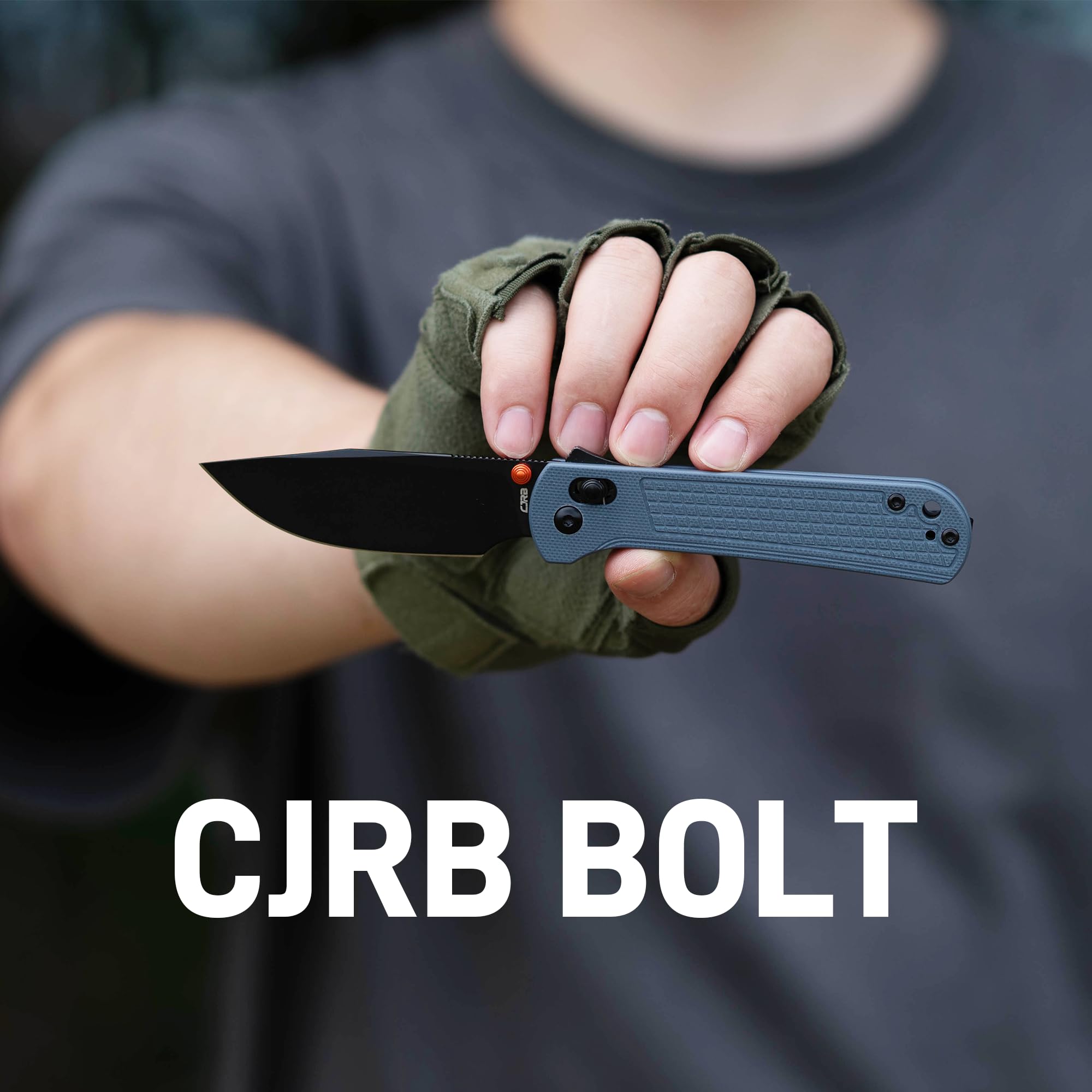 CJRB Bolt Thumb Stud & Recoil Lock V2 Folding Knife Blue G10 Handle (3
