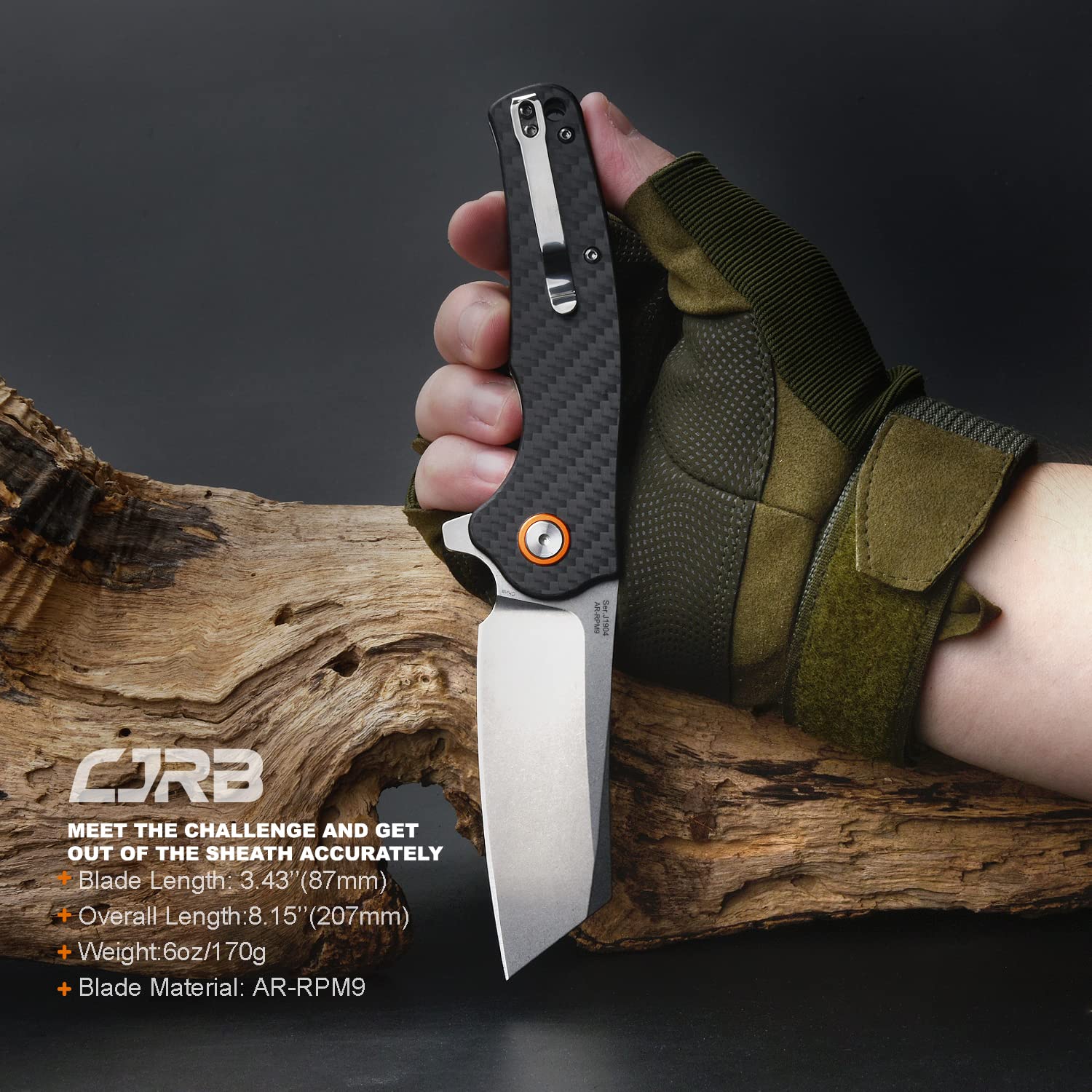 CJRB Crag J1904 D2/AR-RPM9 Blade Carbon Fiber Handle Folding Knives