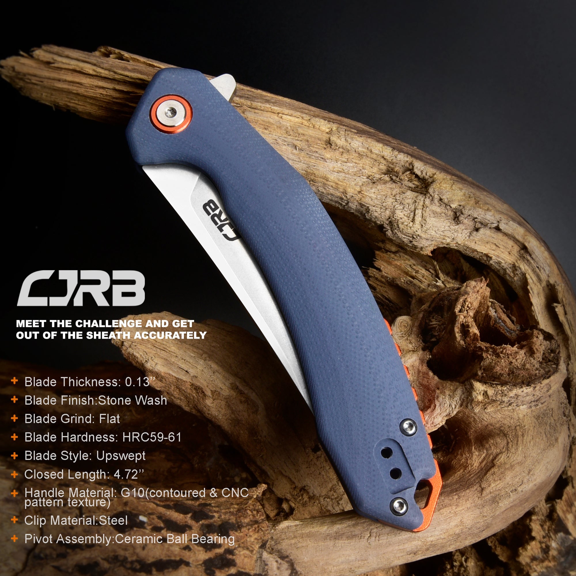 Cjrb Gobi J1906 D2/AR-RPM9 Blade G10(Contoured & Cnc Pattern Texture) Handle Folding Knives