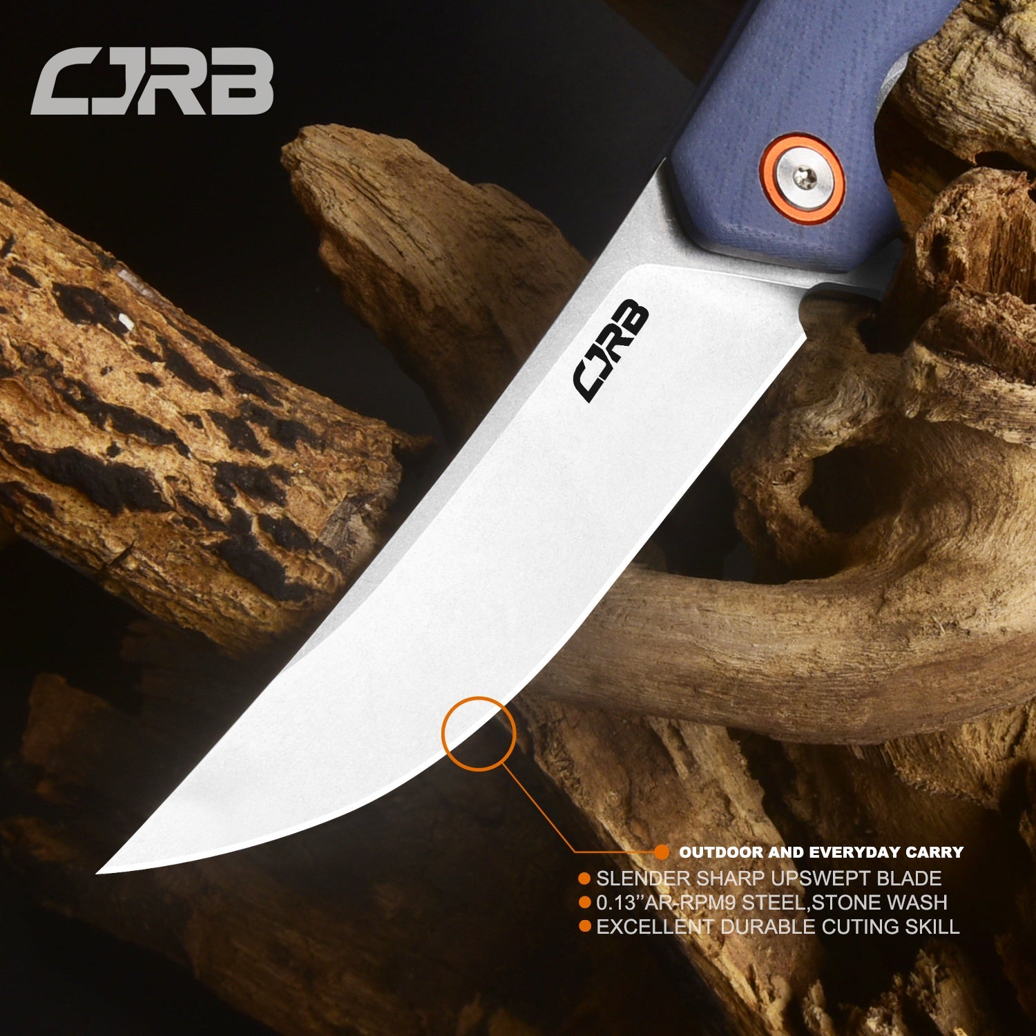 Cjrb Gobi J1906 D2/AR-RPM9 Blade G10(Contoured & Cnc Pattern Texture) Handle Folding Knives