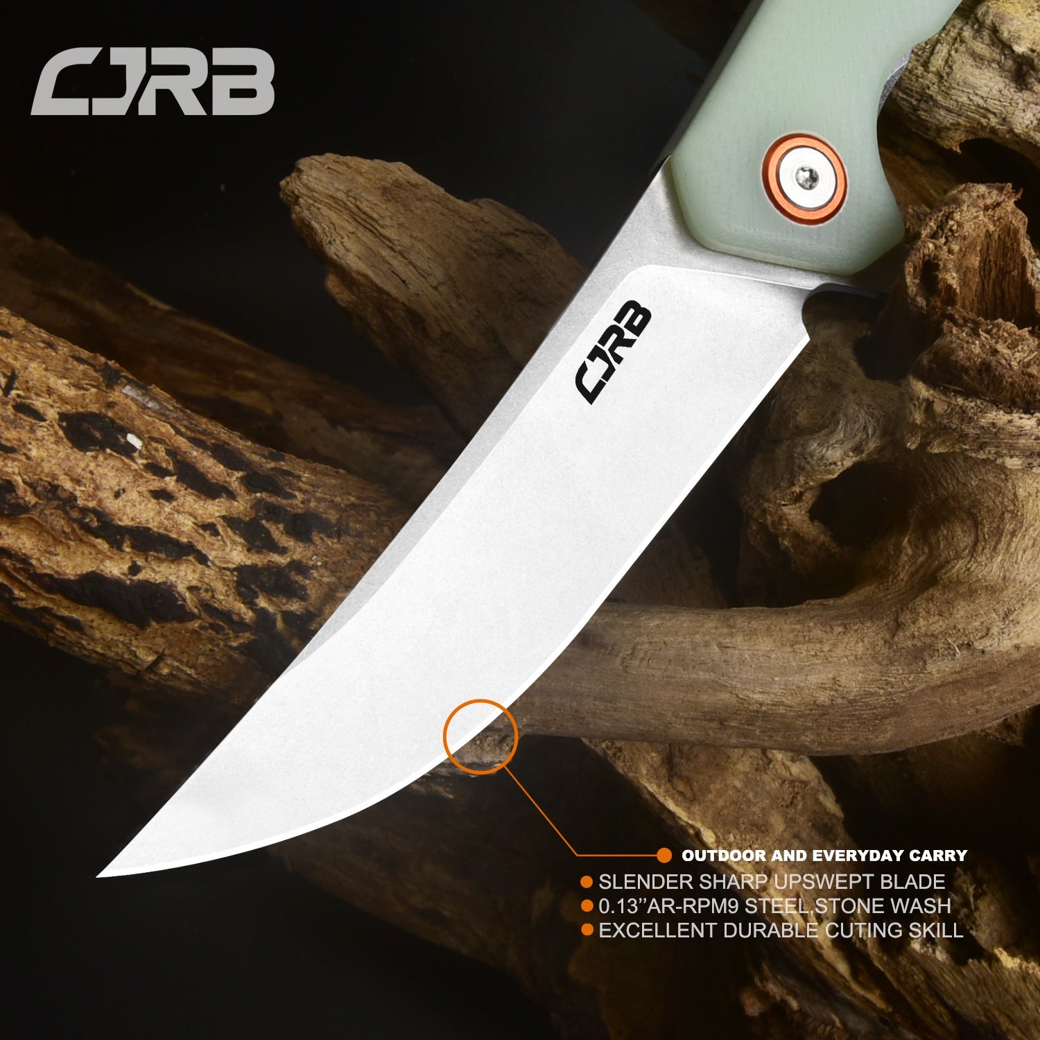 Cjrb Gobi J1906 D2/AR-RPM9 Blade G10(Contoured & Cnc Pattern Texture) Handle Folding Knives