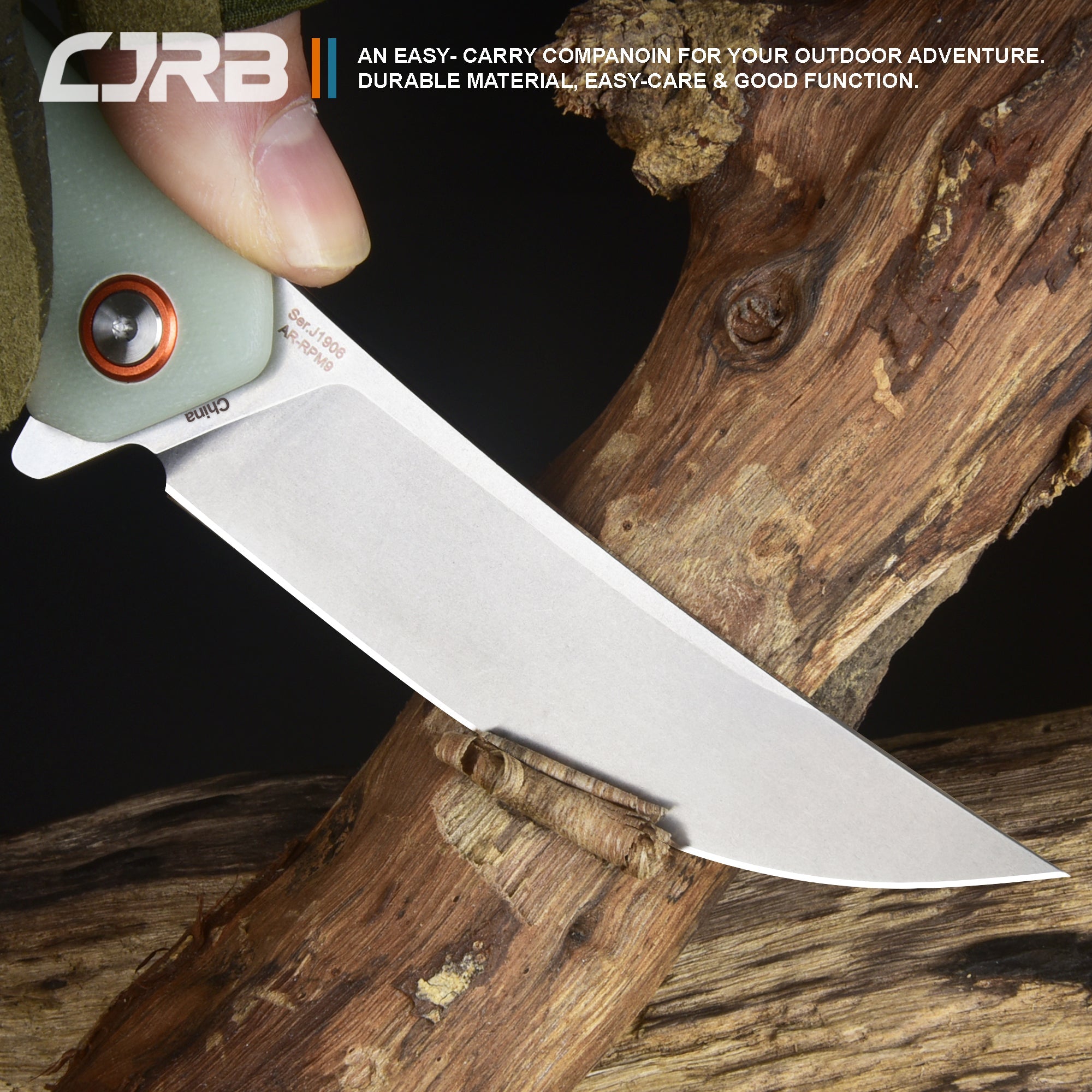 Cjrb Gobi J1906 D2/AR-RPM9 Blade G10(Contoured & Cnc Pattern Texture) Handle Folding Knives