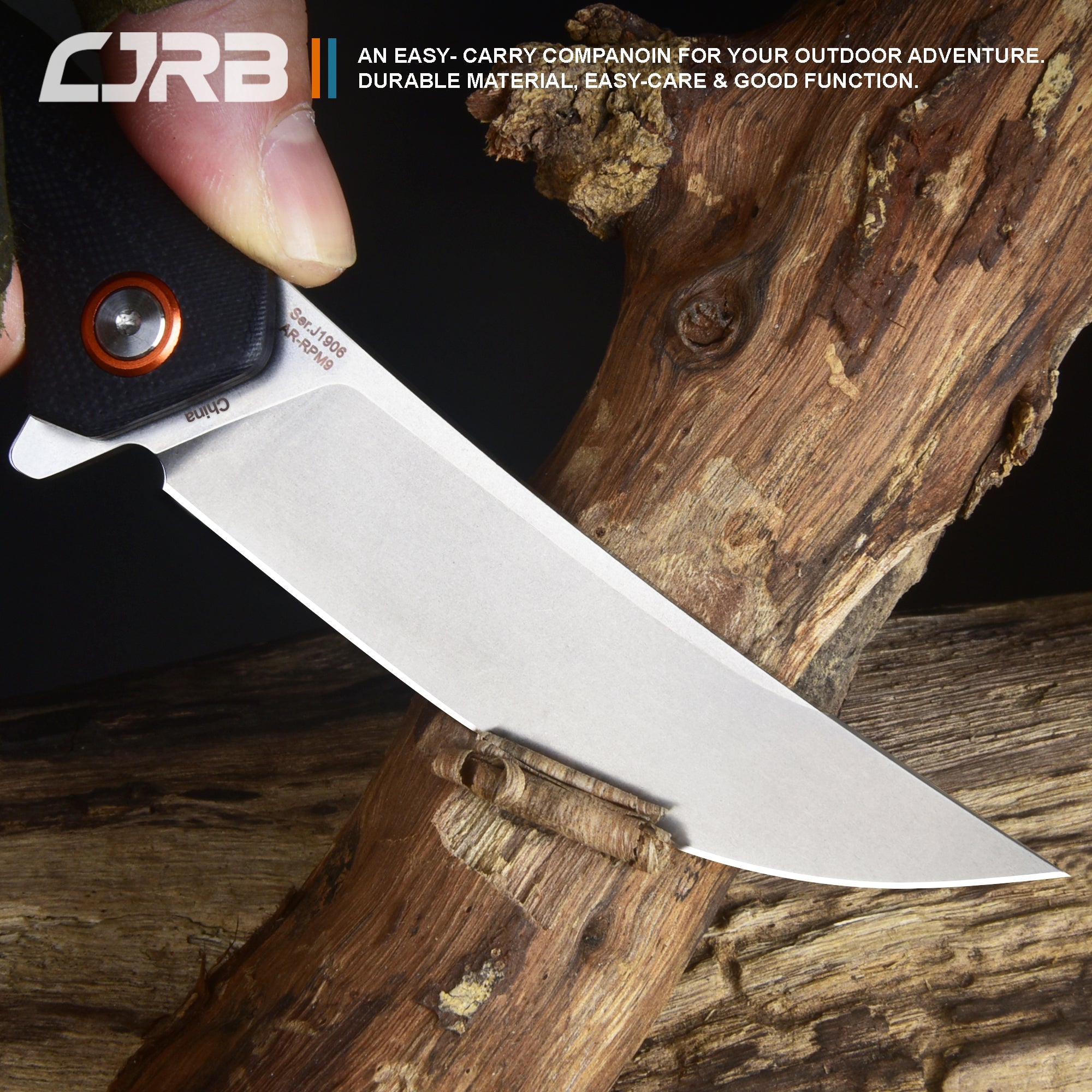 Cjrb Gobi J1906 D2/AR-RPM9 Blade G10(Contoured & Cnc Pattern Texture) Handle Folding Knives