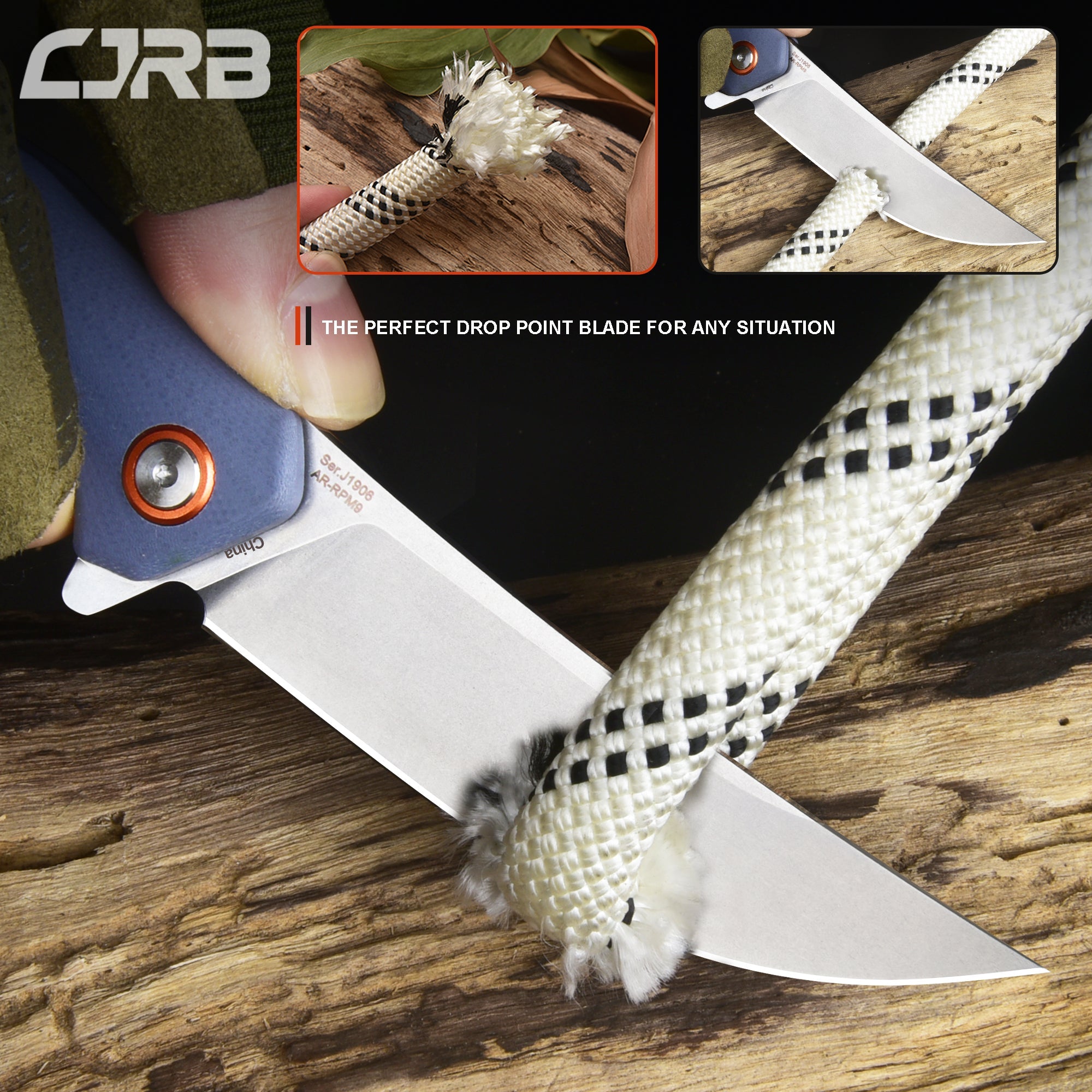 Cjrb Gobi J1906 D2/AR-RPM9 Blade G10(Contoured & Cnc Pattern Texture) Handle Folding Knives