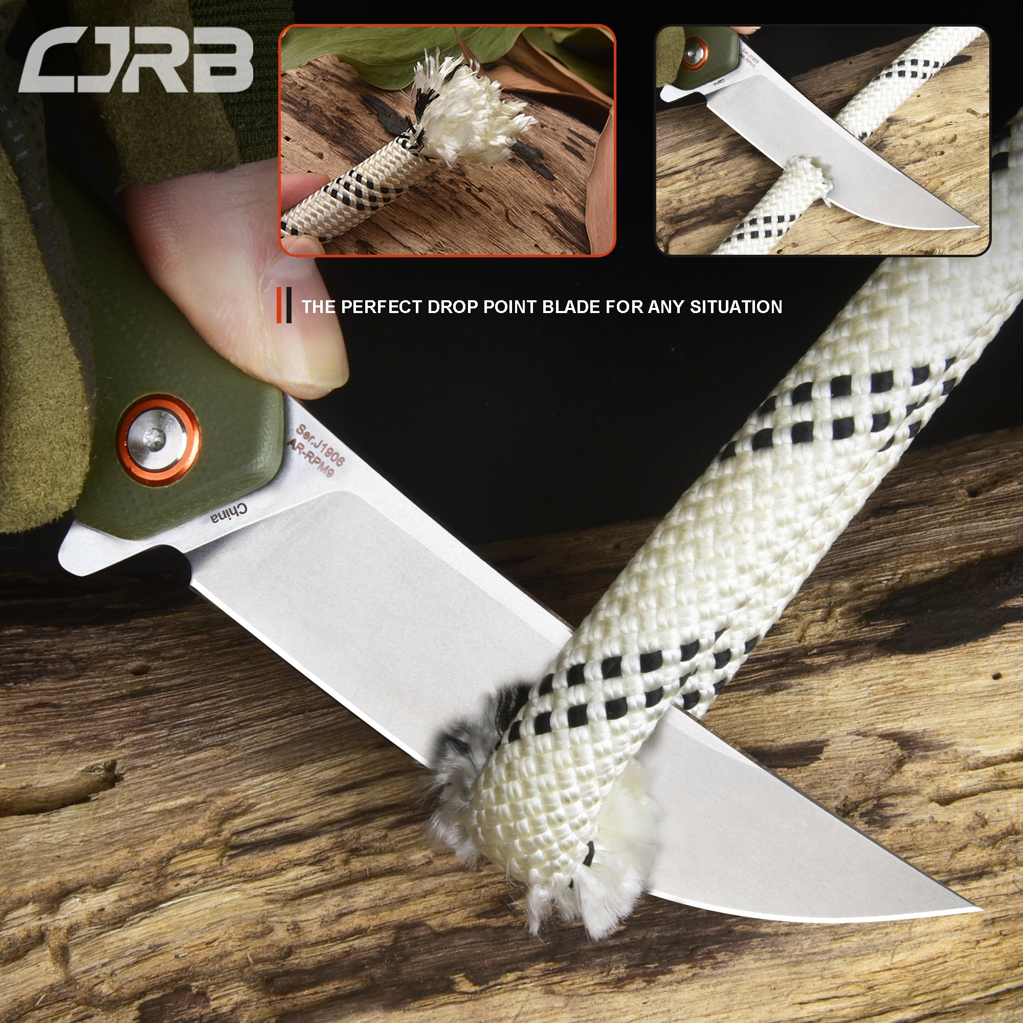 Cjrb Gobi J1906 D2/AR-RPM9 Blade G10(Contoured & Cnc Pattern Texture) Handle Folding Knives