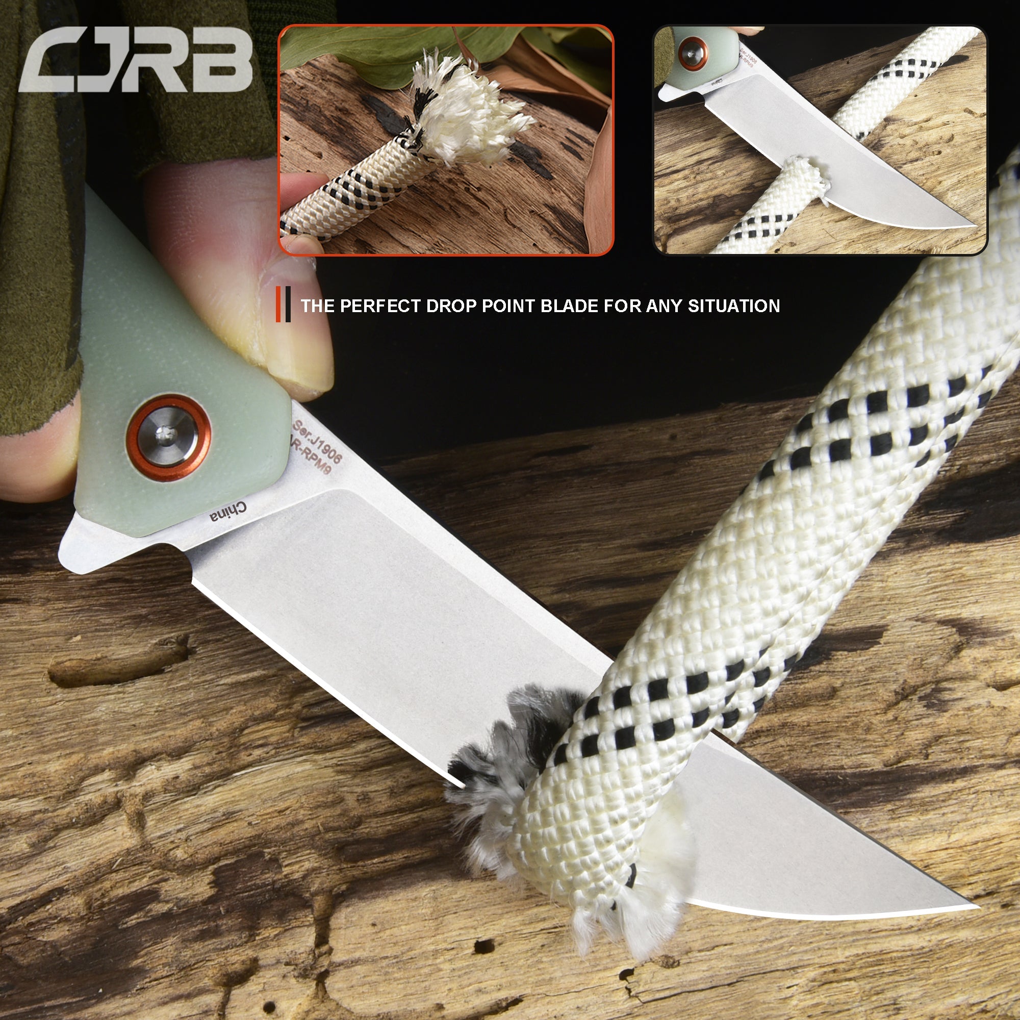 Cjrb Gobi J1906 D2/AR-RPM9 Blade G10(Contoured & Cnc Pattern Texture) Handle Folding Knives