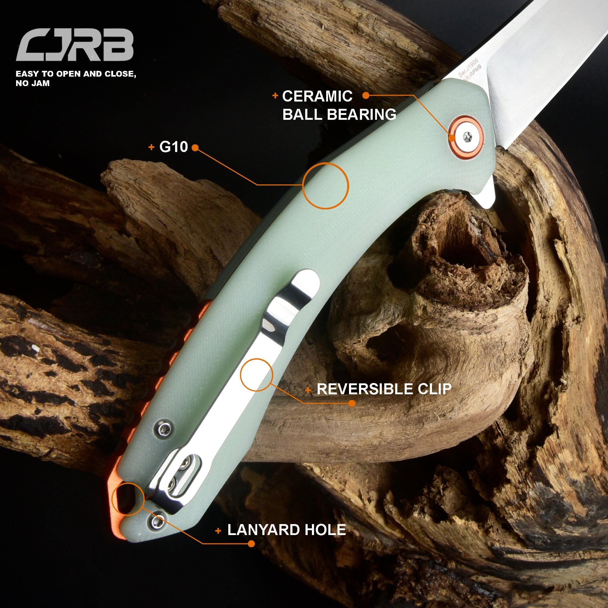 Cjrb Gobi J1906 D2/AR-RPM9 Blade G10(Contoured & Cnc Pattern Texture) Handle Folding Knives