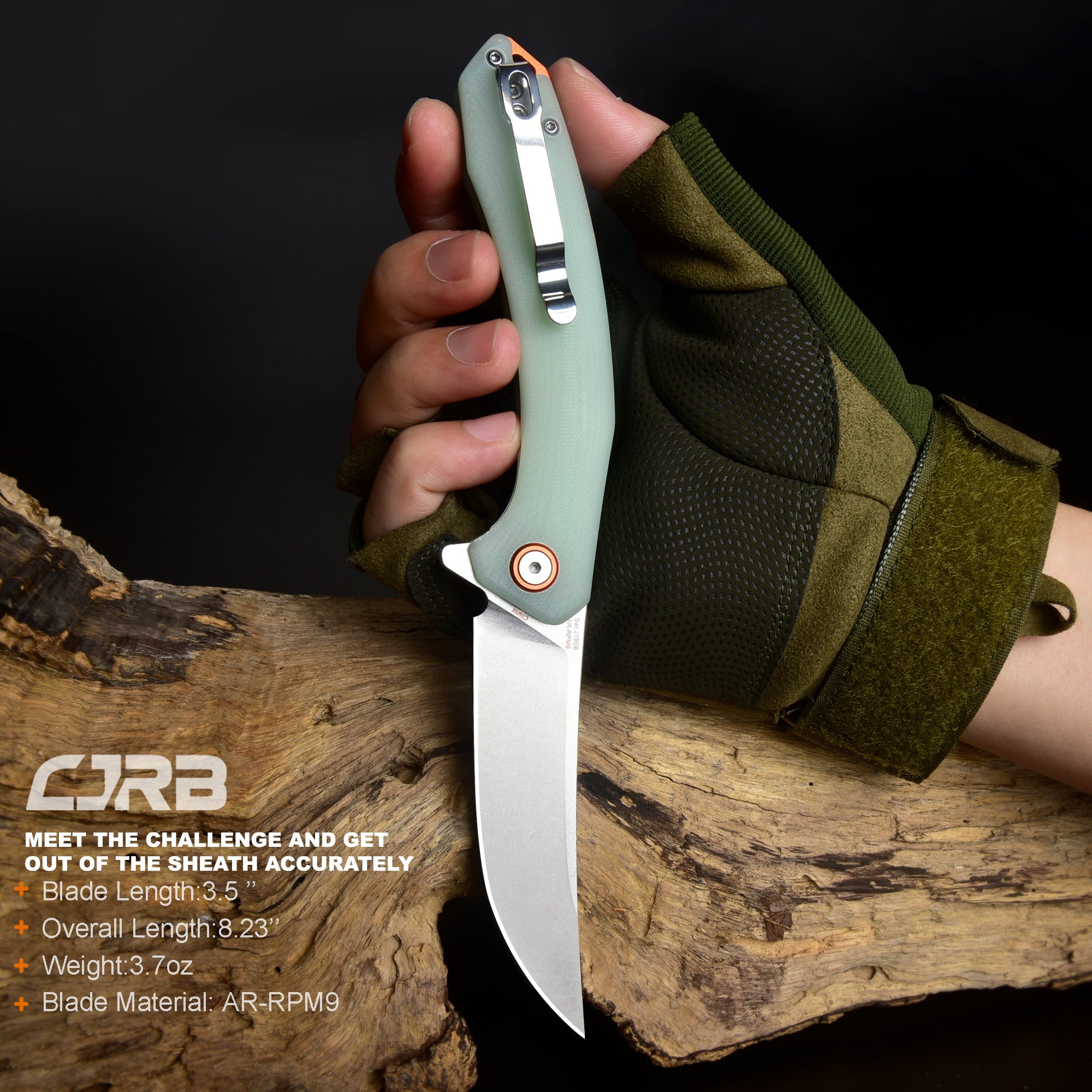 Cjrb Gobi J1906 D2/AR-RPM9 Blade G10(Contoured & Cnc Pattern Texture) Handle Folding Knives