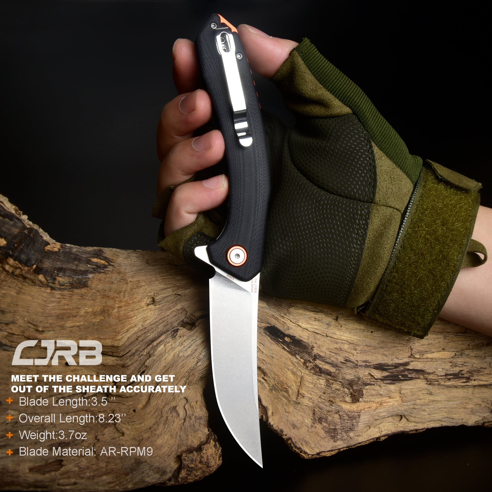 Cjrb Gobi J1906 D2/AR-RPM9 Blade G10(Contoured & Cnc Pattern Texture) Handle Folding Knives