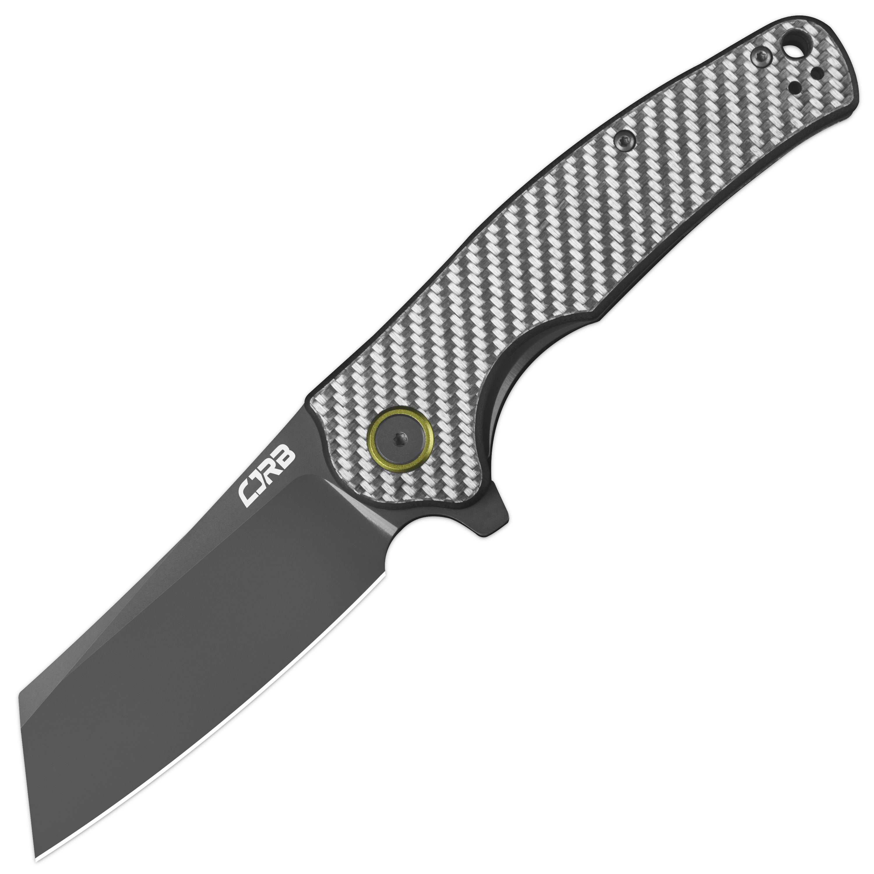 CJRB Crag J1904 AR-RPM9 Steel Gray Pvd Blade Sliver Carbon Fiber Handle Folding Knives