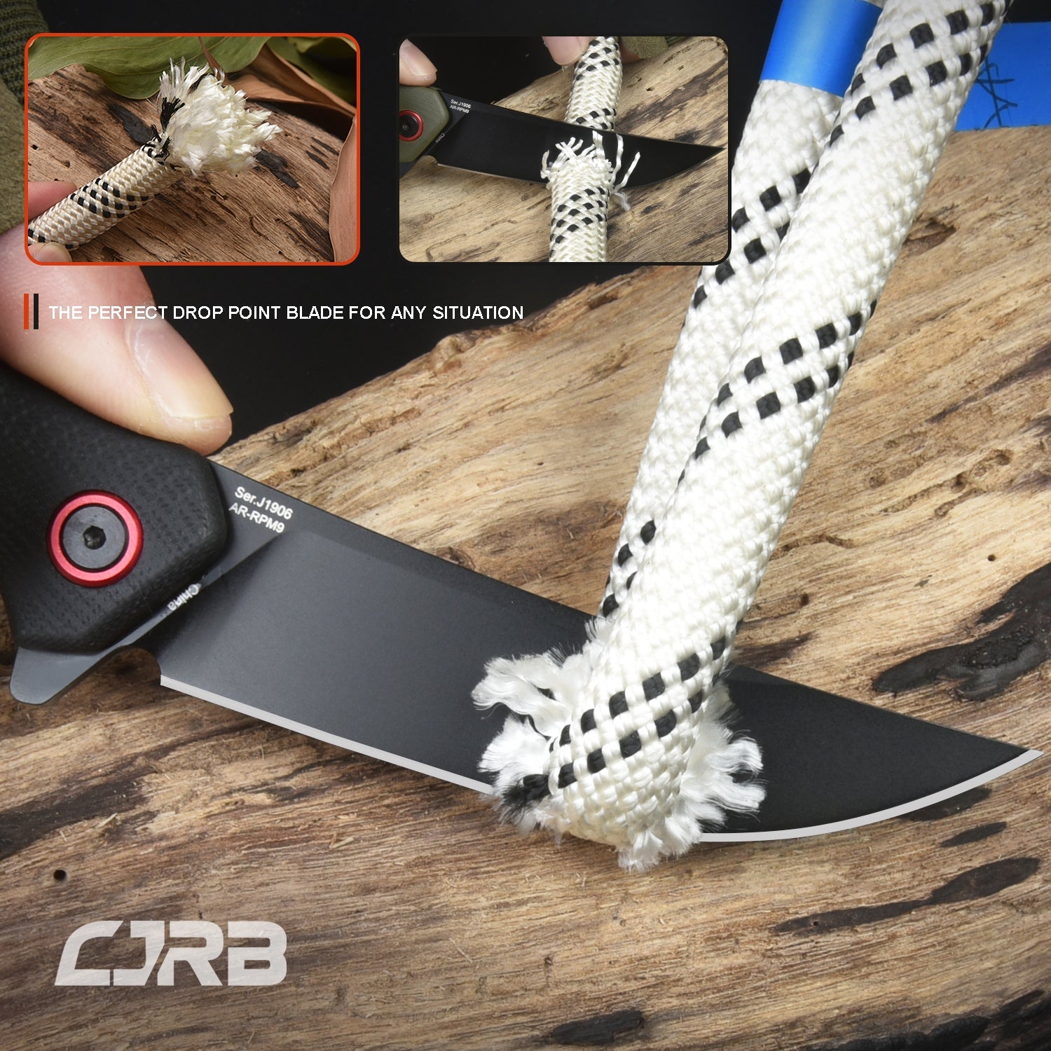 CJRB Gobi J1906 AR-RPM9 Steel Black Pvd Blade G10 Handle Folding Knives
