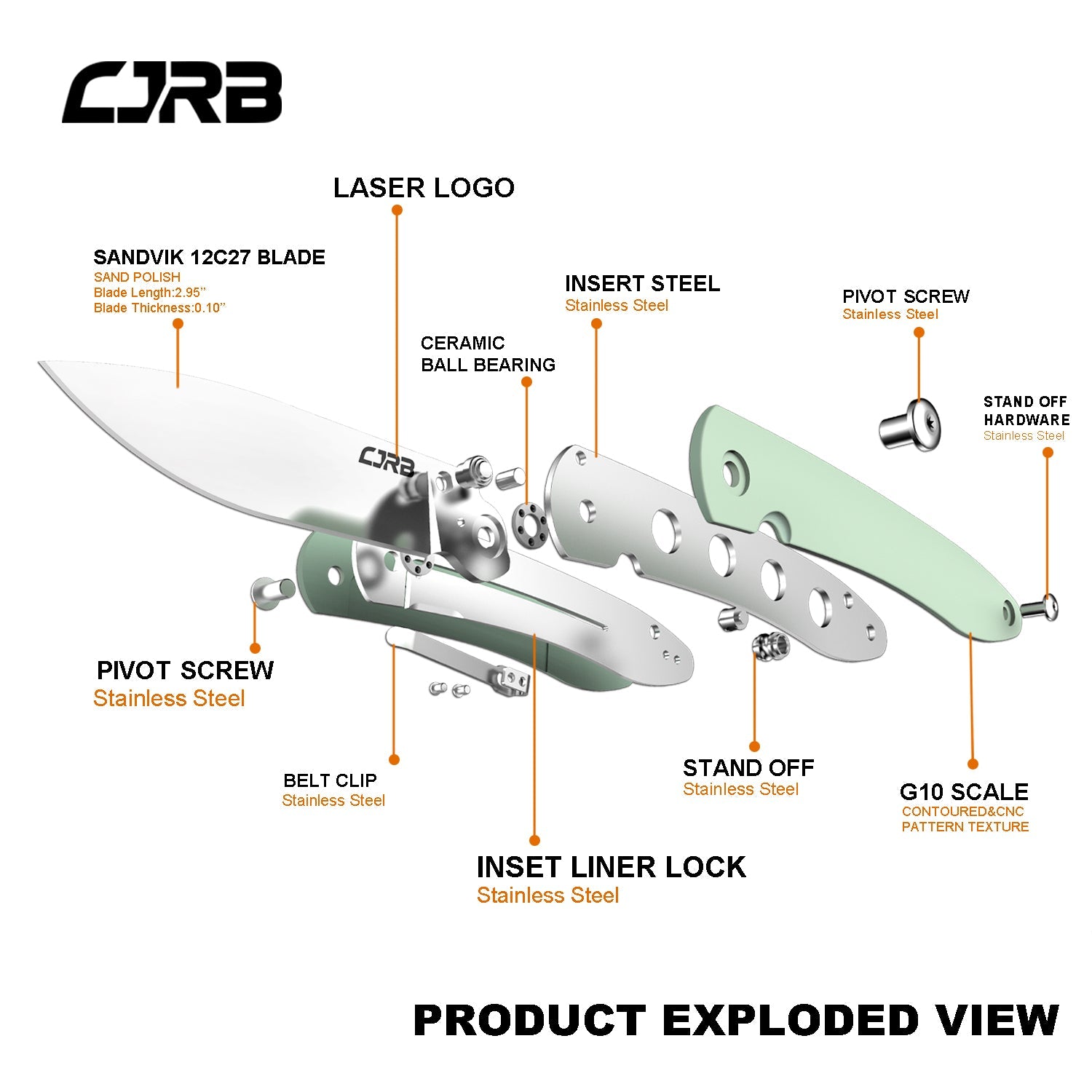 CJRB Ria J1917 12c27 Blade G10 Handle Folding Knives