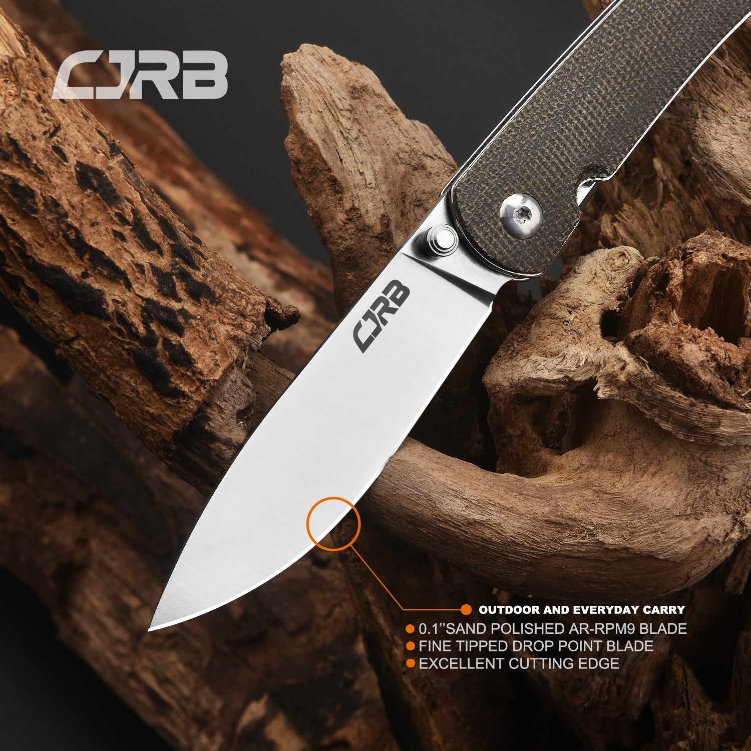 CJRB Ria J1917 AR-RPM9 Steel Blade Micarta Handle Folding Knives